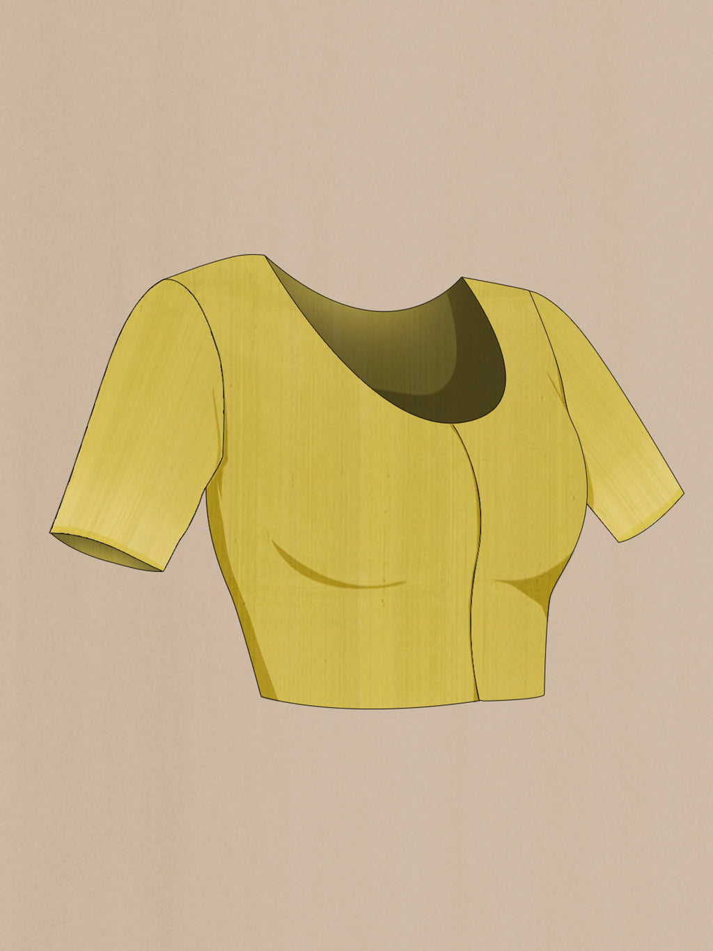 Close up image of the blouse of Lemon Yellow Banarasi Silk Saree with Zari Brocade on the body and Zari Border