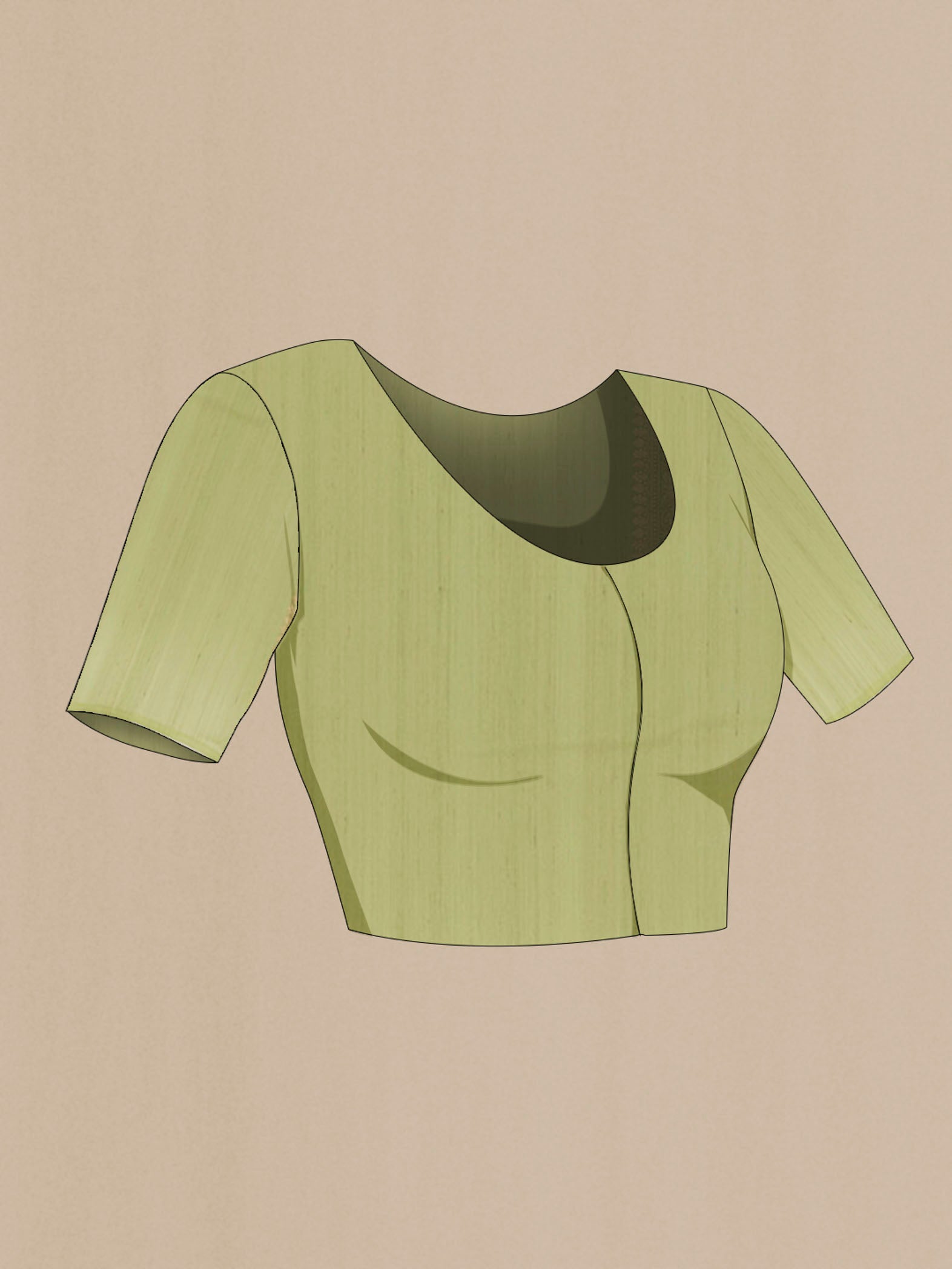 Close up image of the blouse of Green Banarasi Silk Saree with Zari Brocade on the body and Zari Border