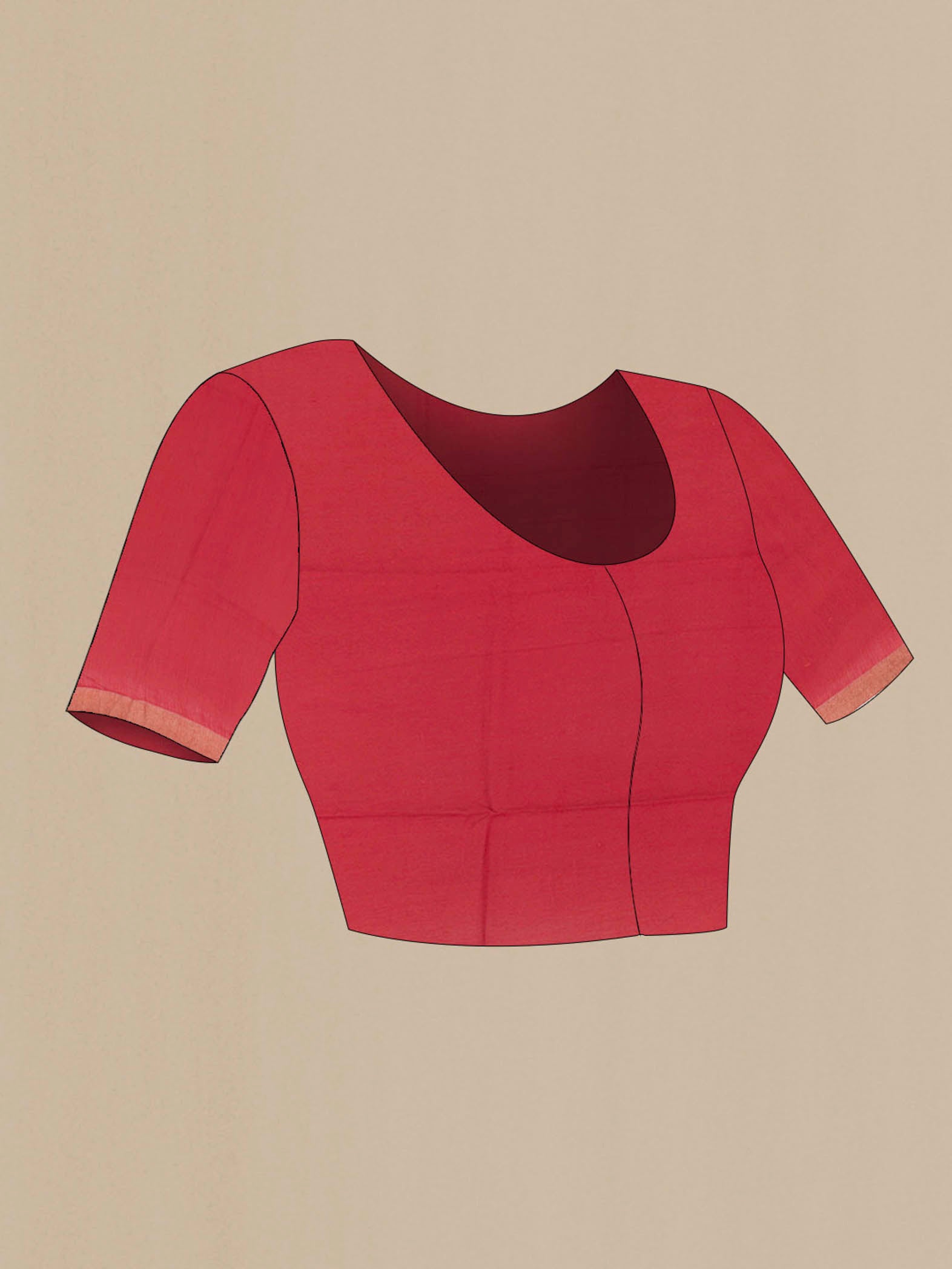 Close up image of the blouse of Pink Tussar Silk Saree with Printed design on the body and Zari Border