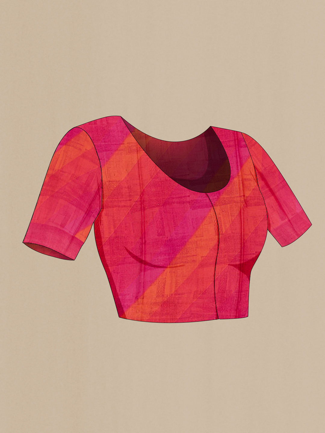 Close up image of the blouse of Green Tussar Saree with Printed design on the body and Embroidery Border. 