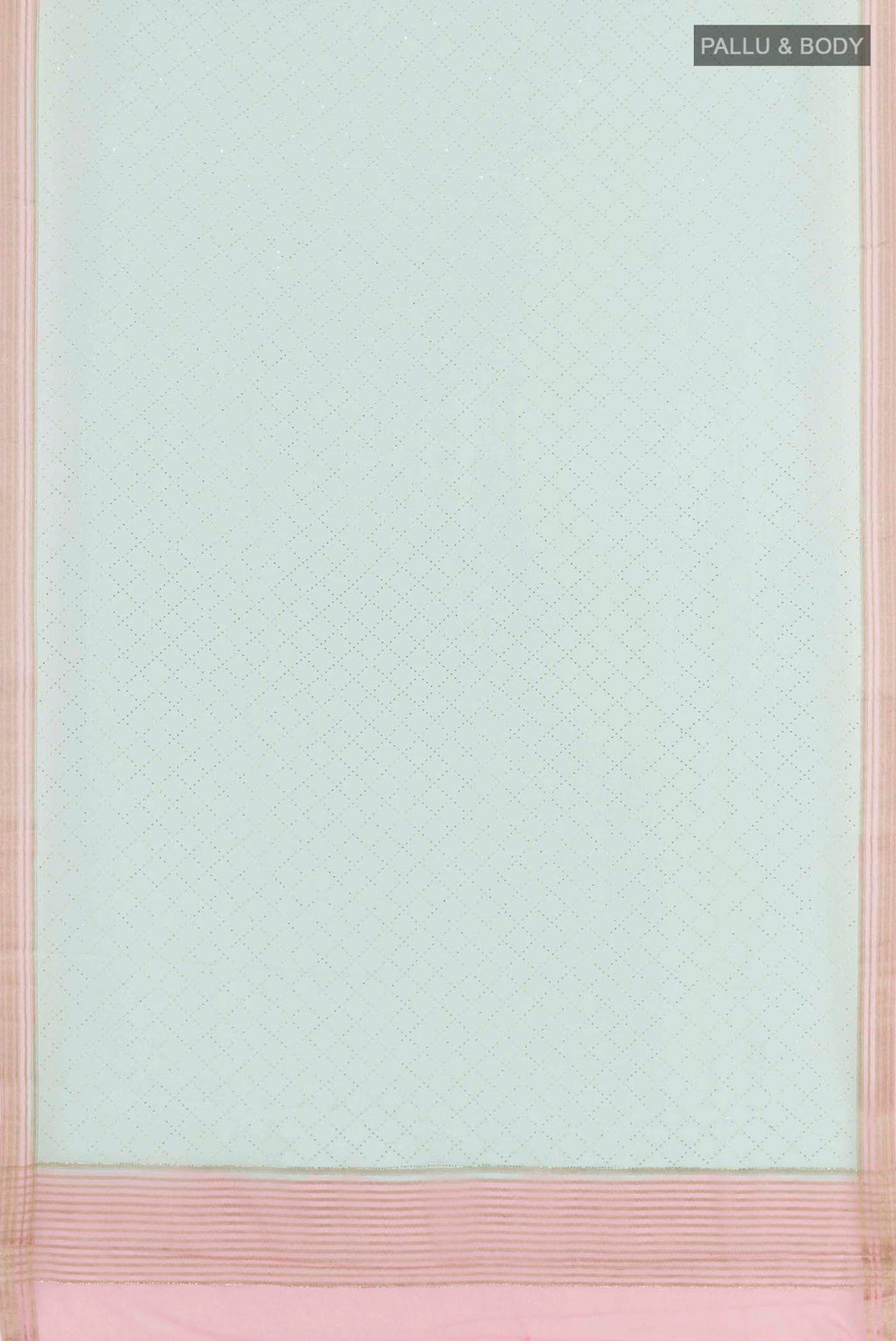 Flat view of Blue Mysore Chiffon Saree with Embroidery on the body and Zari Border