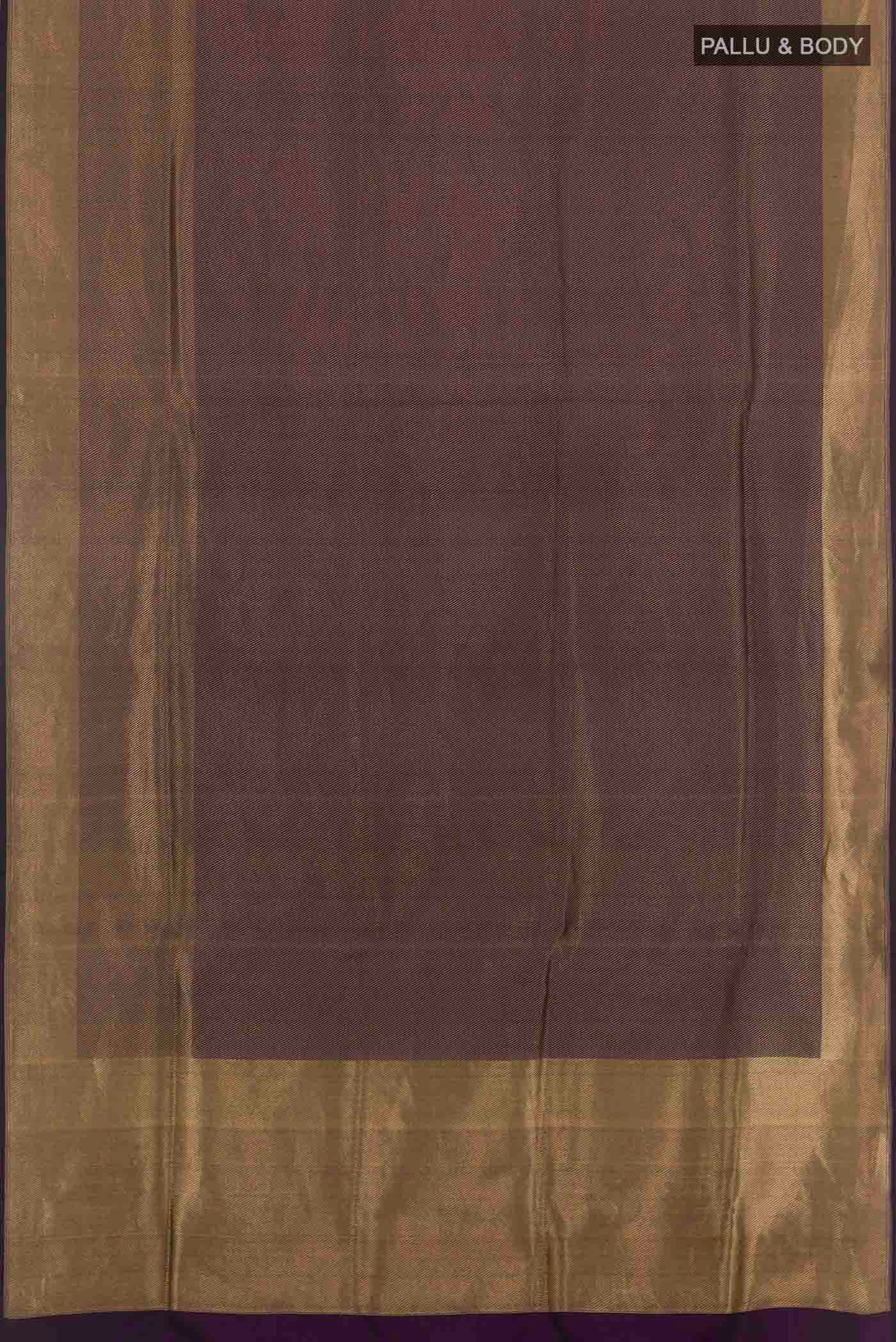 Flat view of Gold Banarasi Silk Saree with Zari Brocade on the body and Zari Border