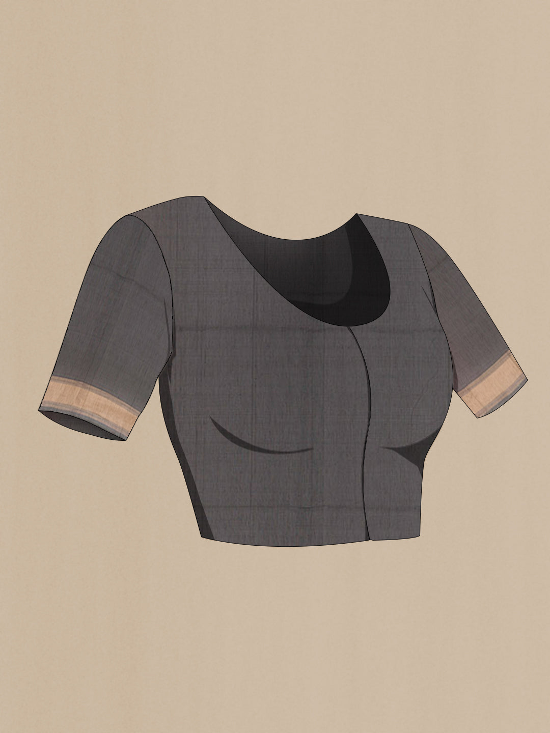 Close up image of the blouse of Red Blended Kora Cotton Saree with Zari Butta on the body and Zari Border. 