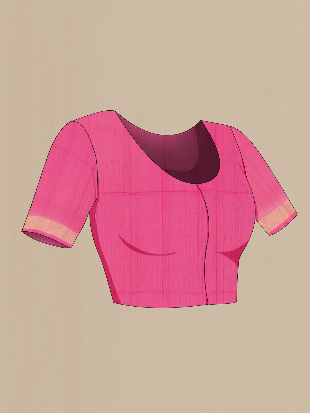 Close up image of the blouse of Yellow Blended Kora Cotton Saree with Zari Butta on the body and Zari Border. 