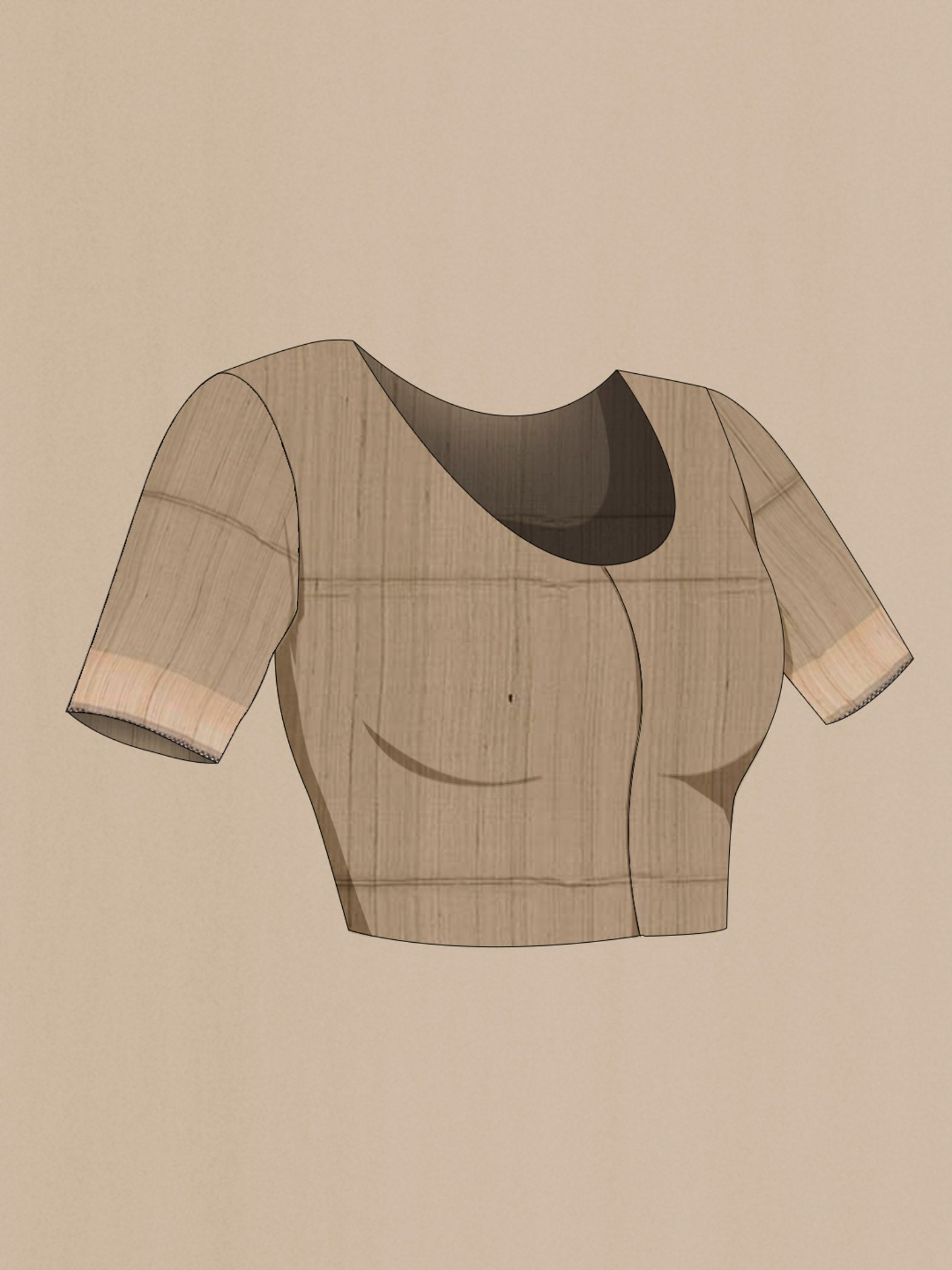 Close up image of the blouse of Black Tussar Saree with Thread Butta on the body and Zari Border. 