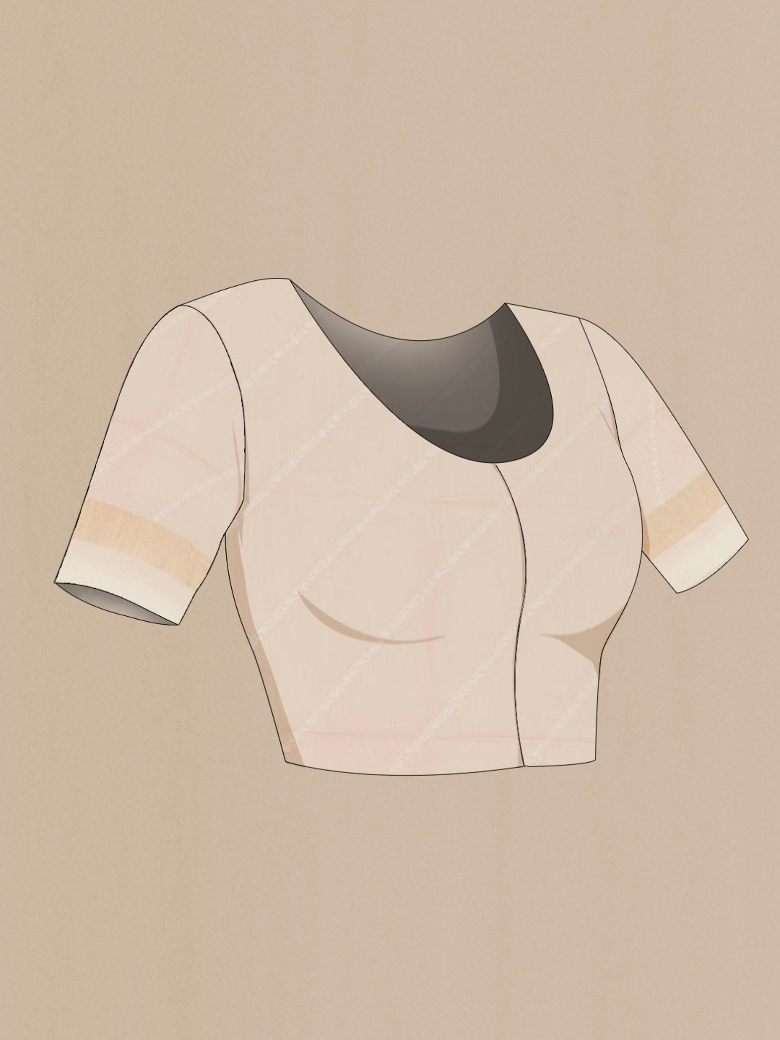 Close up image of the blouse of Imperial Pink Tussar Saree with Thread Butta on the body and Embroidery Border. 