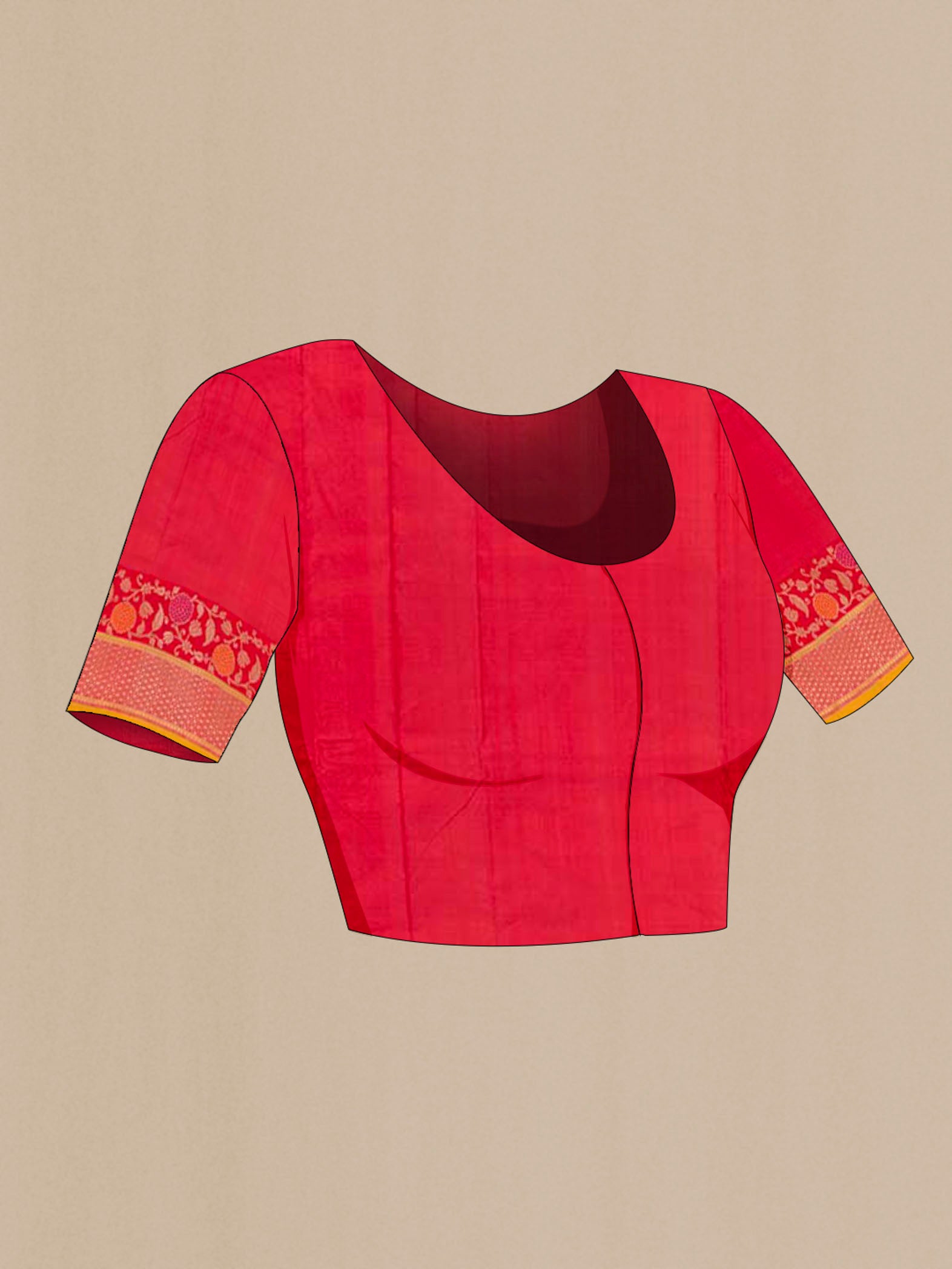 Close up image of the blouse of Royal Blue Dual Tone Banarasi Katan Silk Saree with Zari Butta on the body and Zari Border. 