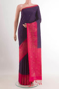 Purple Soft Silk Saree with Zari Butta on the body and Zari Border.  displayed on a mannequin