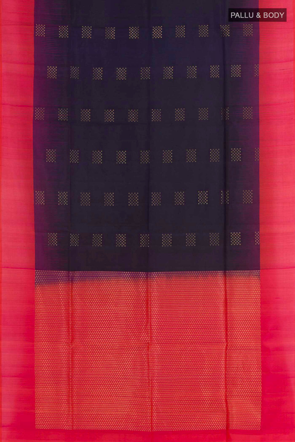 Flat view of Purple Dual Tone Soft Silk Saree with Zari Butta on the body and Zari Border. 