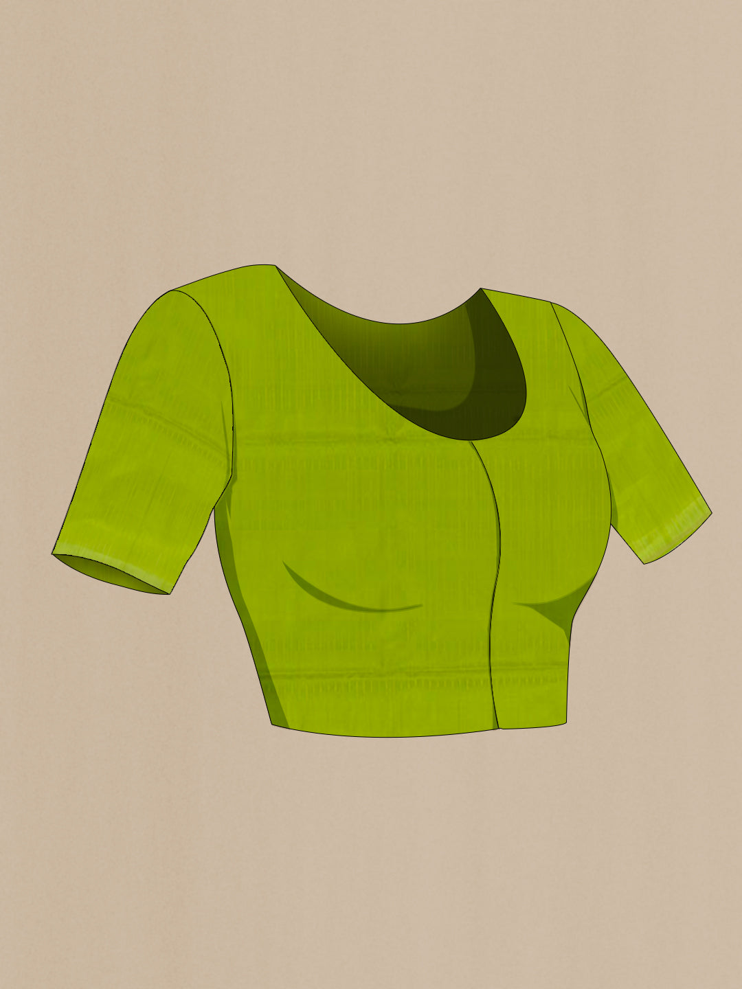 Close up image of the blouse of Light Green Soft Silk Saree with Checked design on the body and Zari Border. 