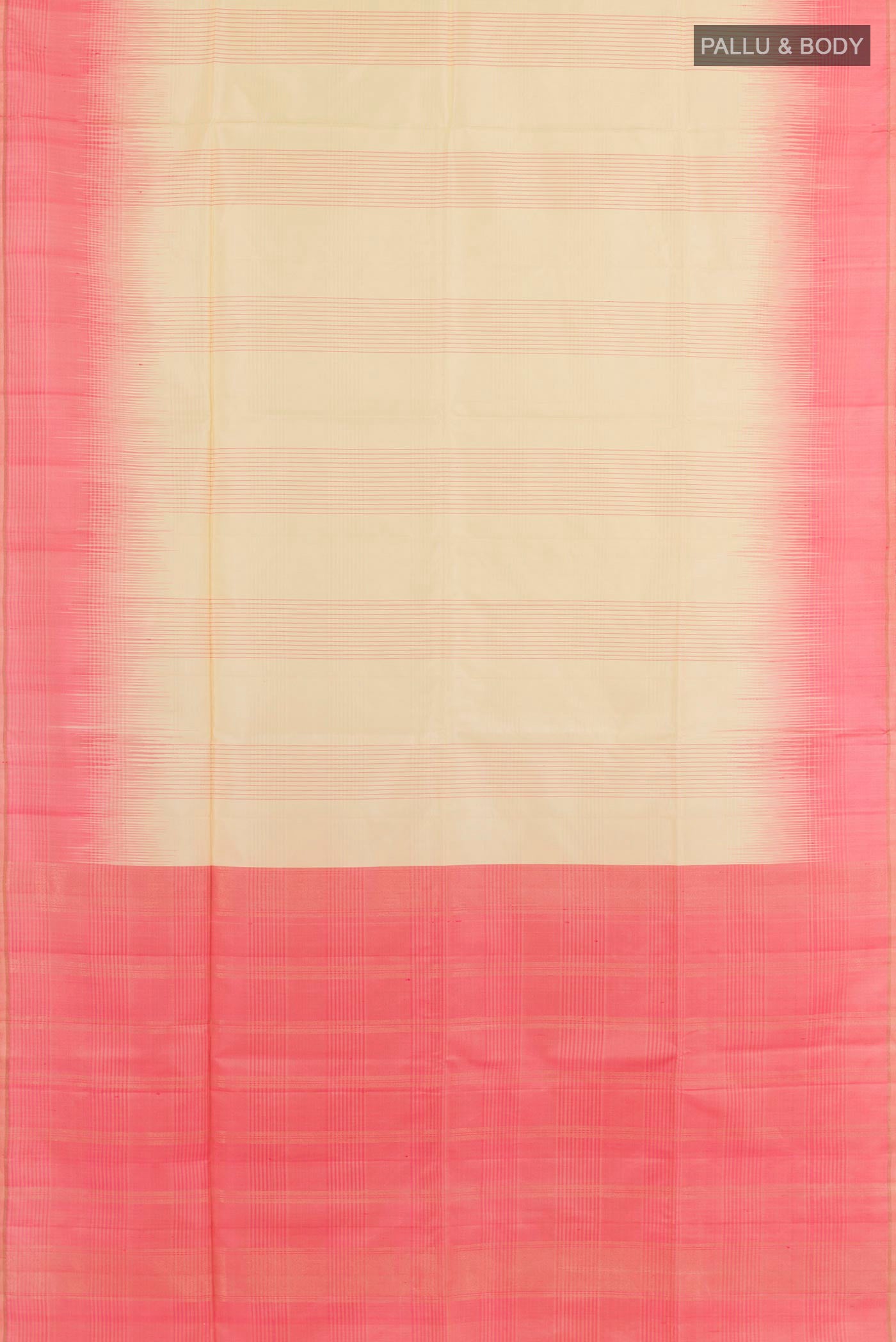 Flat view of Lemon Yellow Soft Silk Saree with Checked design on the body and Zari Border. 