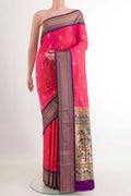 Pink Dual Tone Soft Silk Saree with Zari Butta on the body and Zari Border.  displayed on a mannequin