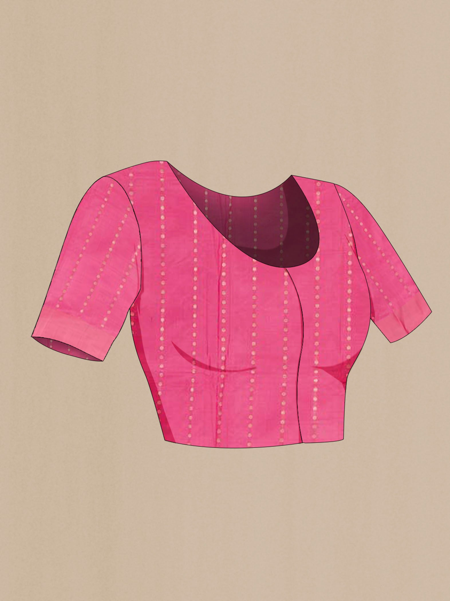 Close up image of the blouse of Yellow Dual Tone Banarasi Katan Silk Saree with Zari Butta on the body and Zari Border. 