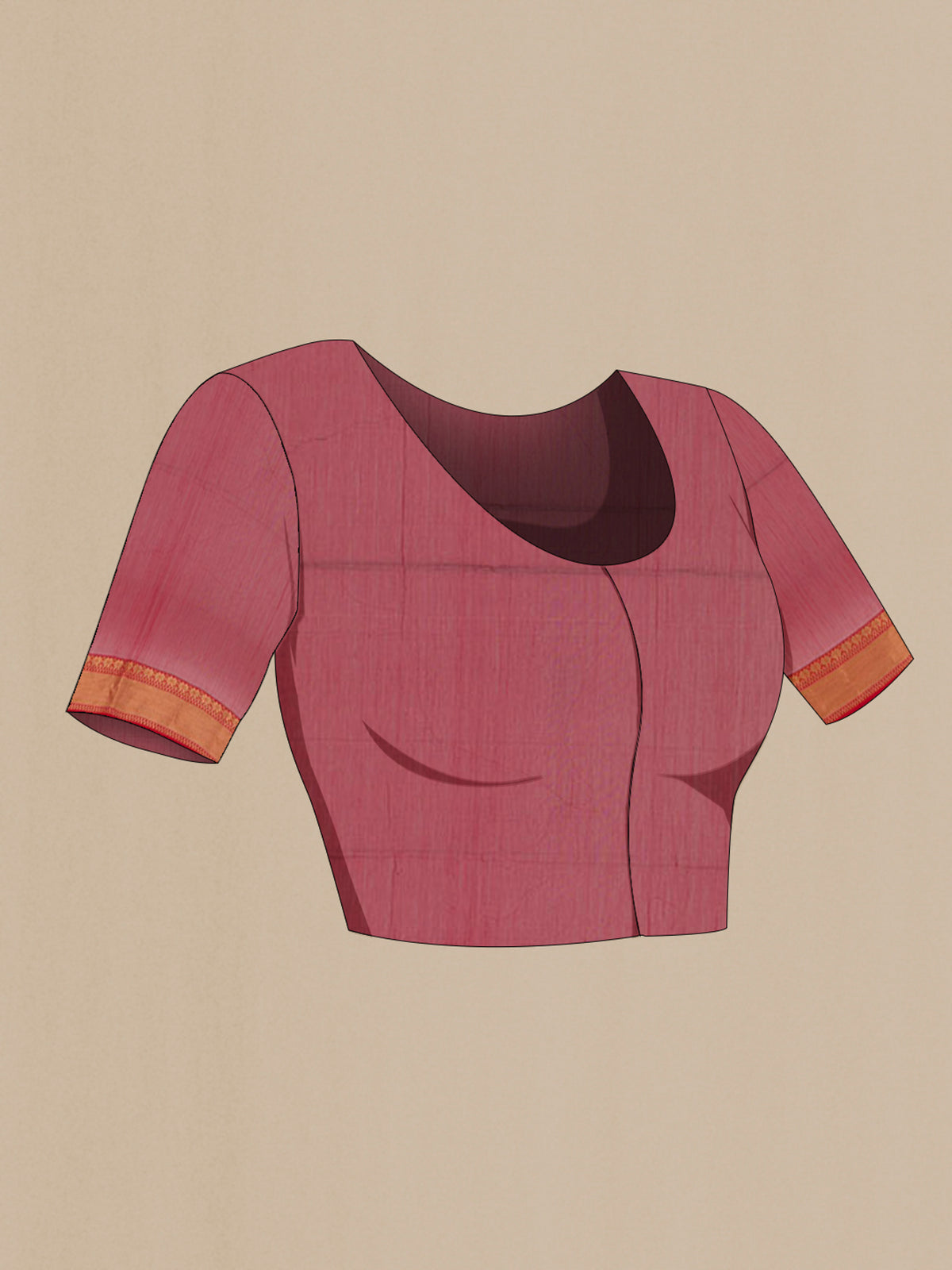 Close up image of the blouse of Mustard Blended Kora Cotton Saree with Zari Butta on the body and Zari Border. 