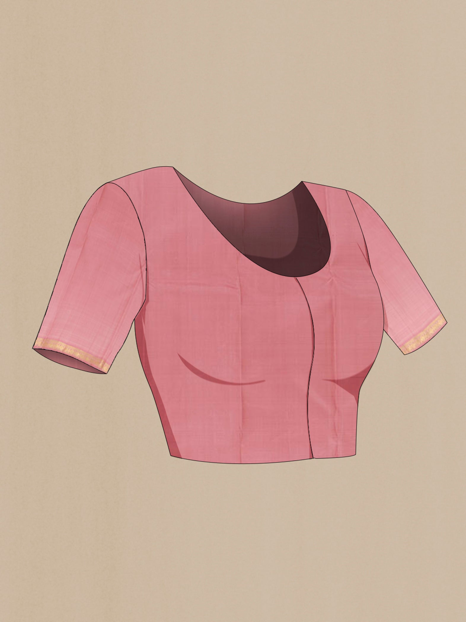 Close up image of the blouse of Yellow Kanchipuram Silk Saree with Zari Butta on the body and Zari Border. 