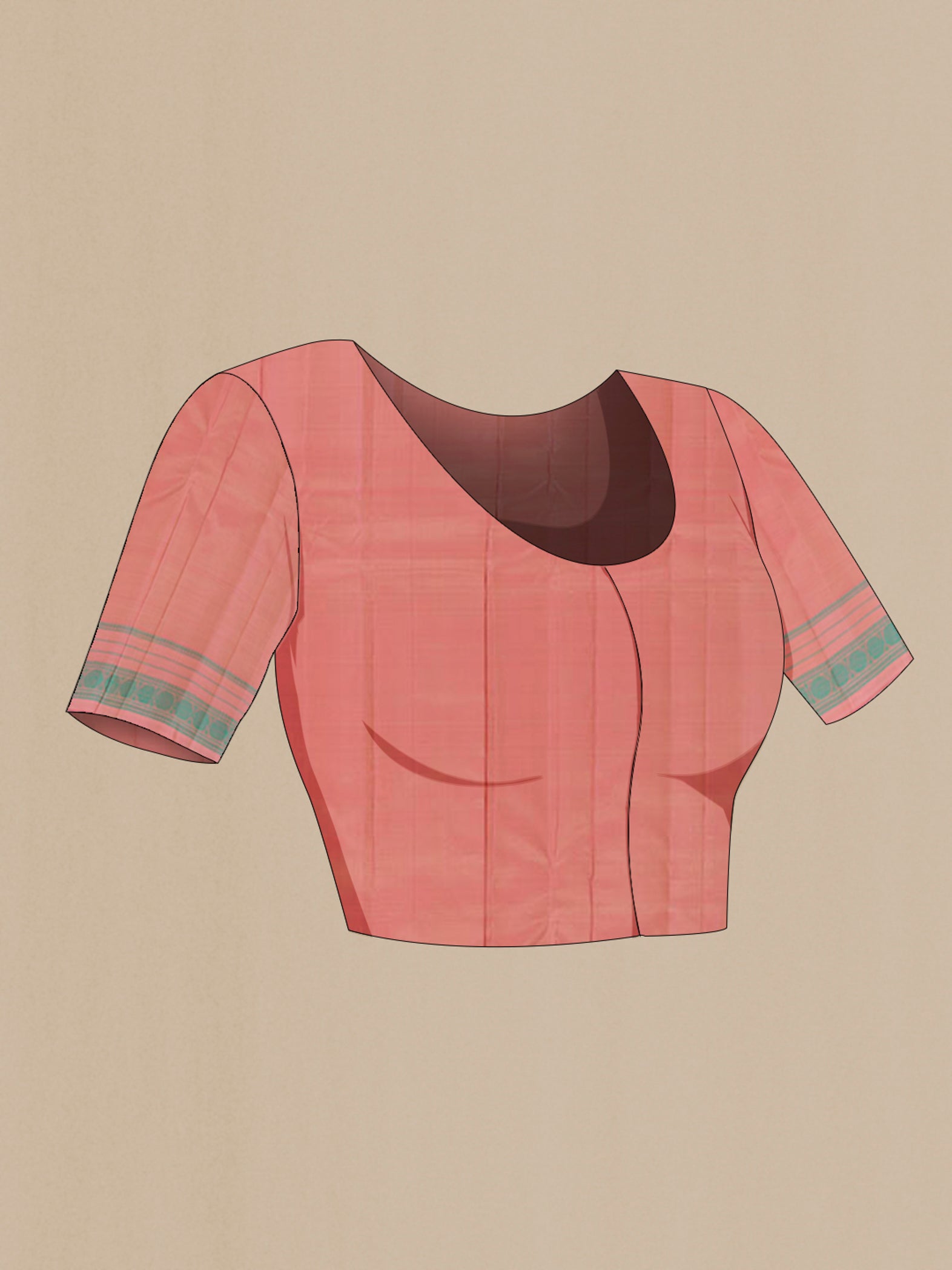 Close up image of the blouse of Yellow Kanchipuram Silk Saree with Checked design on the body and Thread Embroidery Border. 