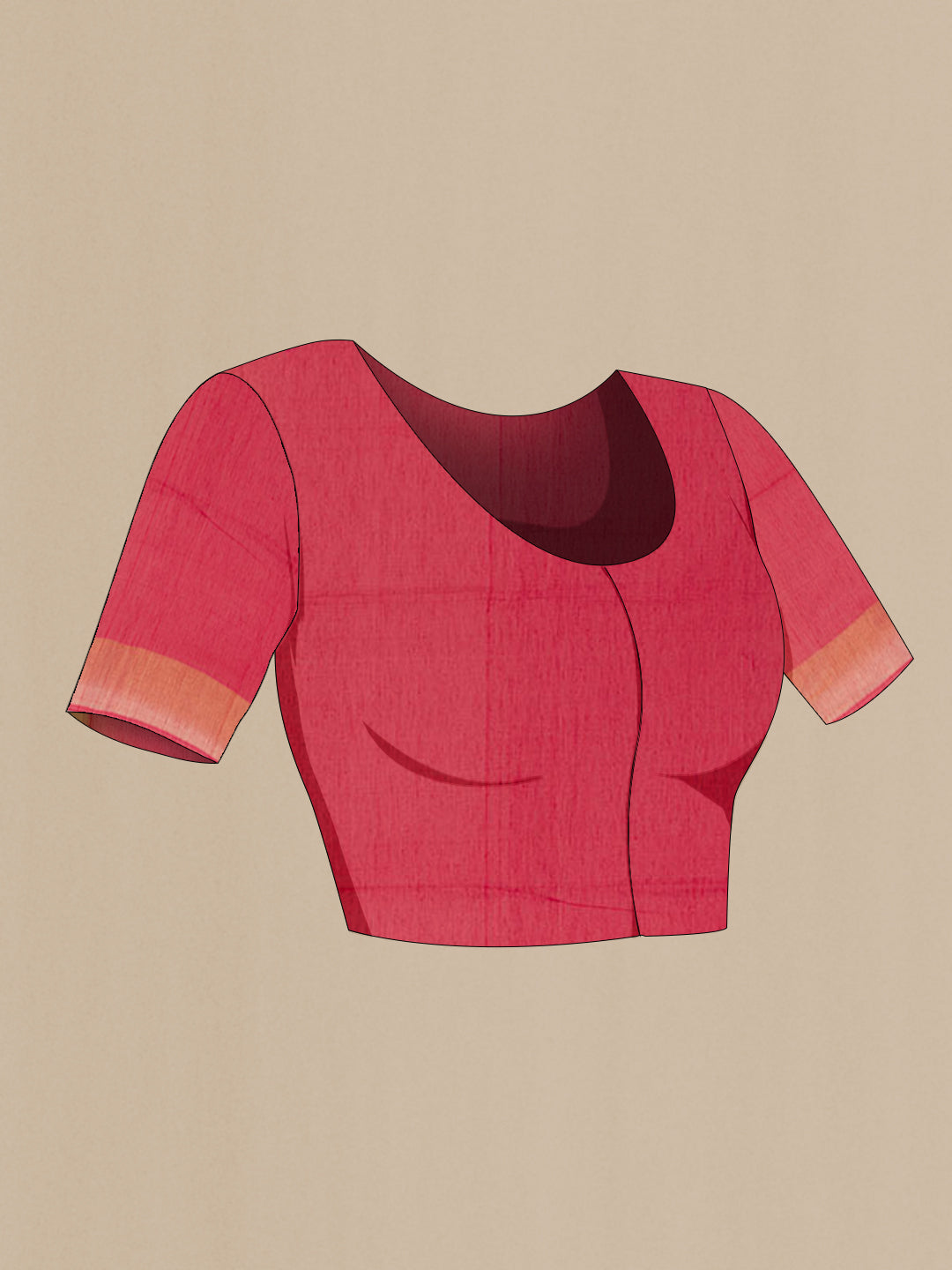 Close up image of the blouse of Yellow Blended Kora Cotton Saree with Ikat design on the body and Zari Border. 