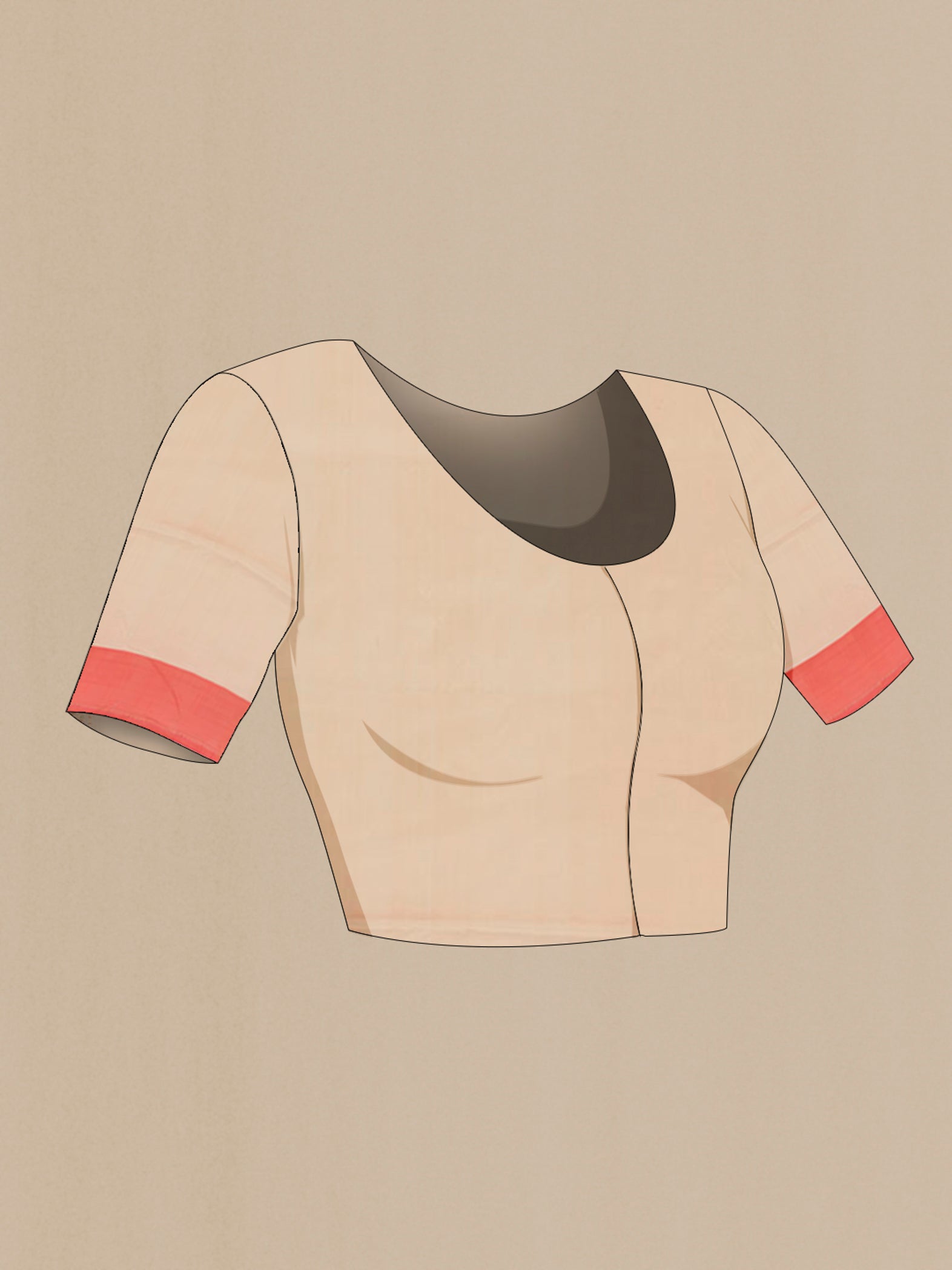 Close up image of the blouse of Cream Banarasi Jamavar Saree with Jacquard With Zari Butta on the body and Zari Border. 