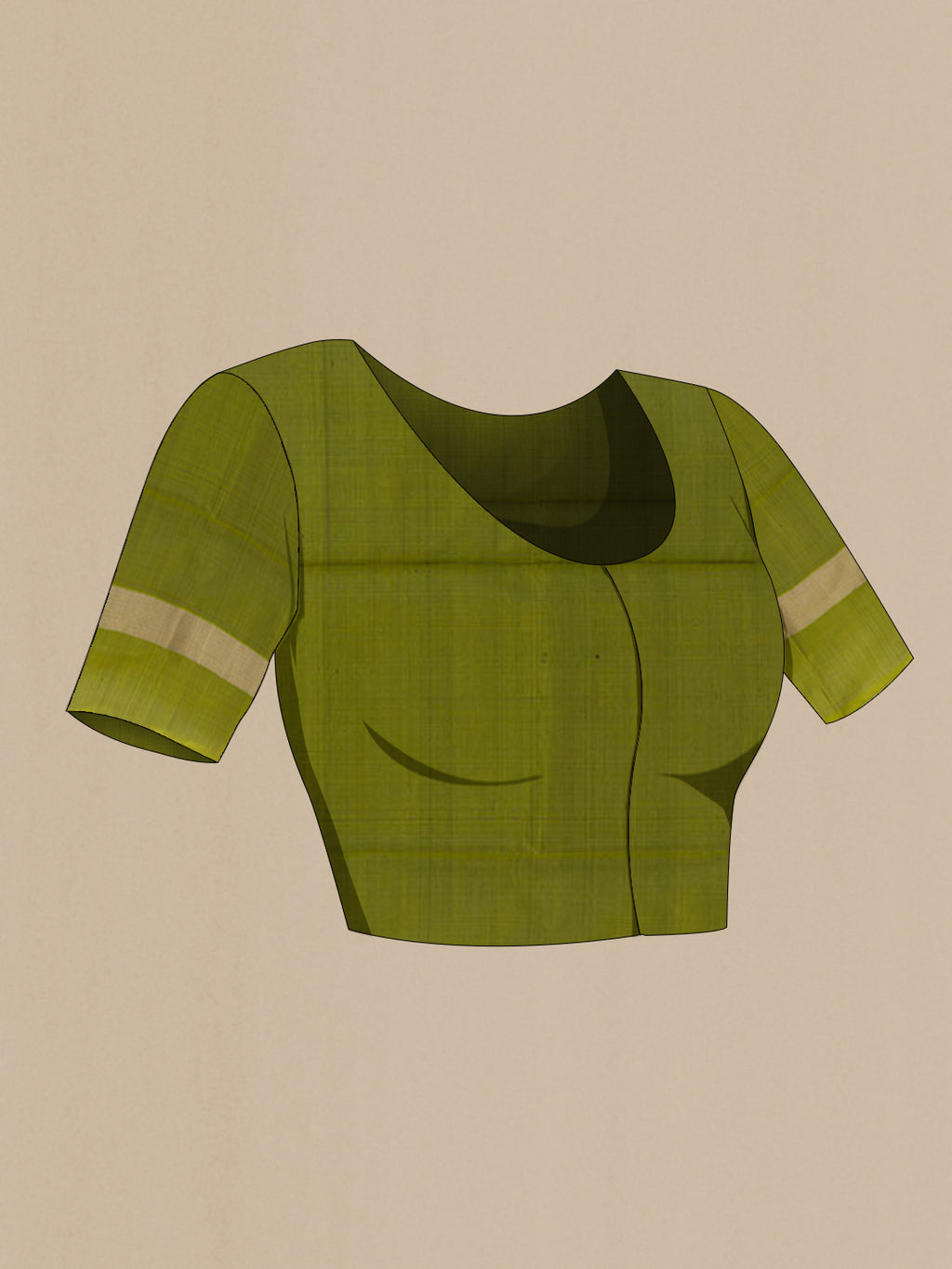 Close up image of the blouse of Teal Soft Silk Saree with Zari Butta on the body and Zari Border. 