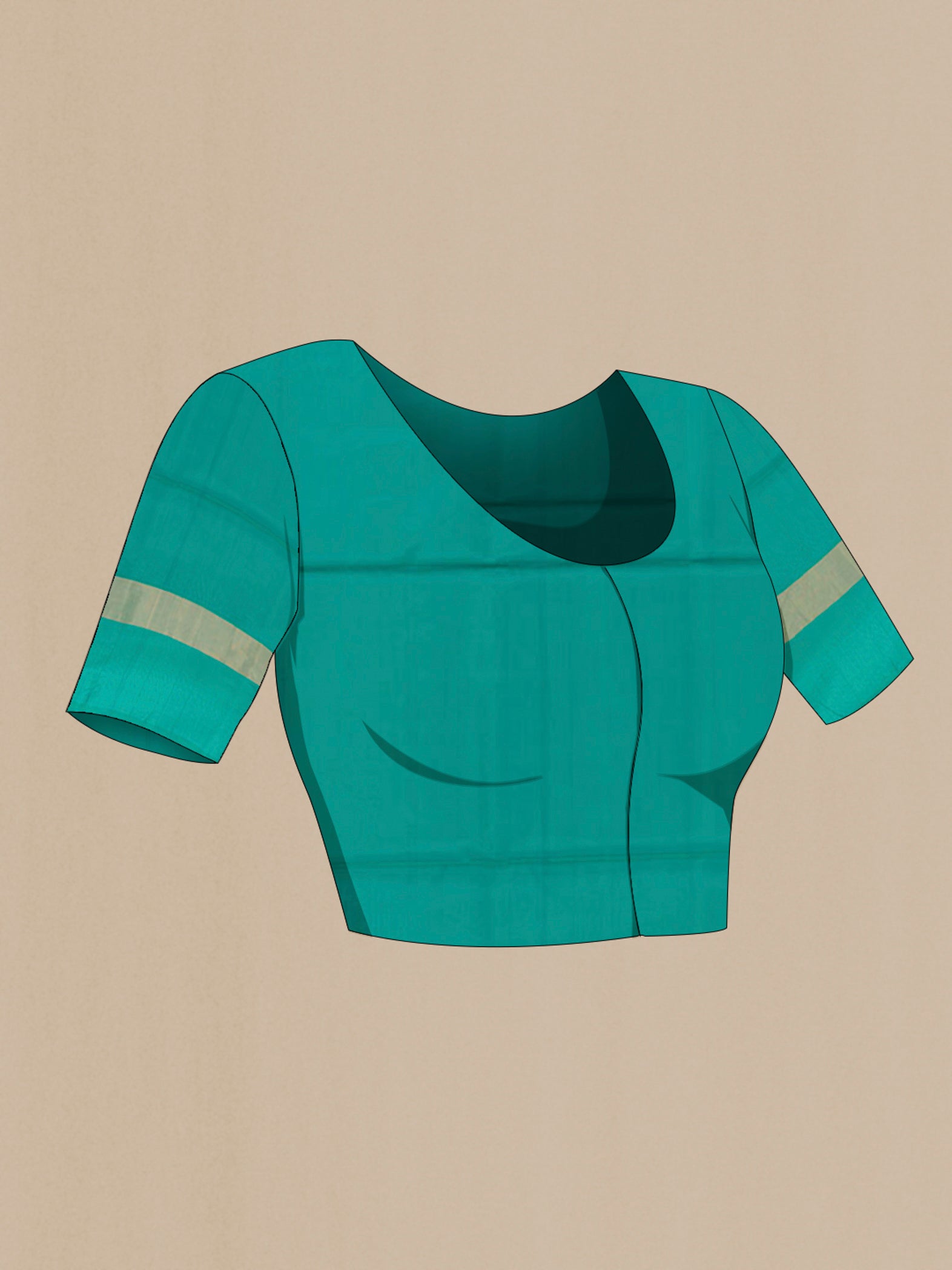 Close up image of the blouse of Pink Soft Silk Saree with Zari Butta on the body and Zari Border. 