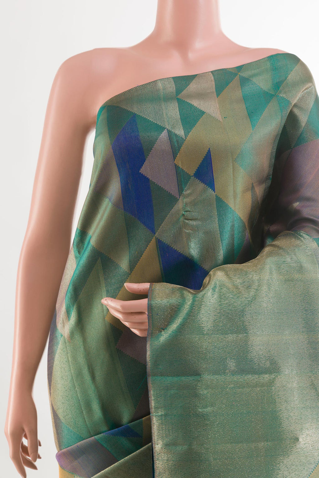 Border image of Green Kanjivaram Silk Saree with Zari Brocade on the body and Zari Border. 