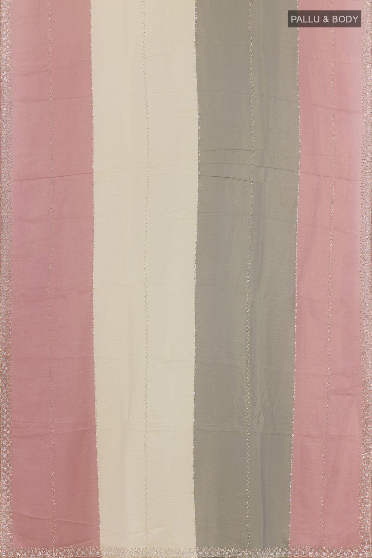 Flat view of Multi Color Blended Art Silk Saree with Embroidery on the body and Embroidery Border. 