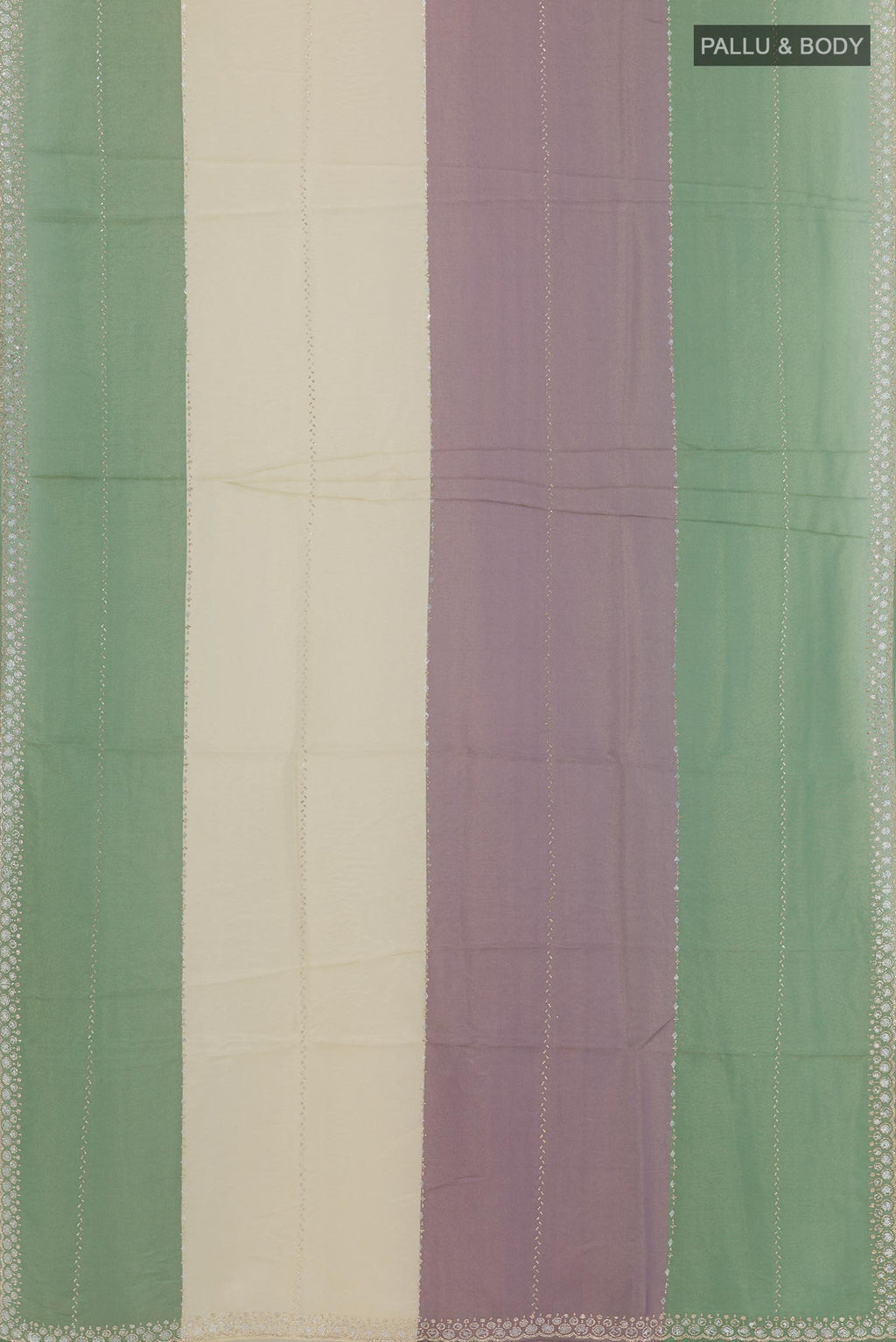 Flat view of Multi Color Blended Art Silk Saree with Embroidery on the body and Embroidery Border. 