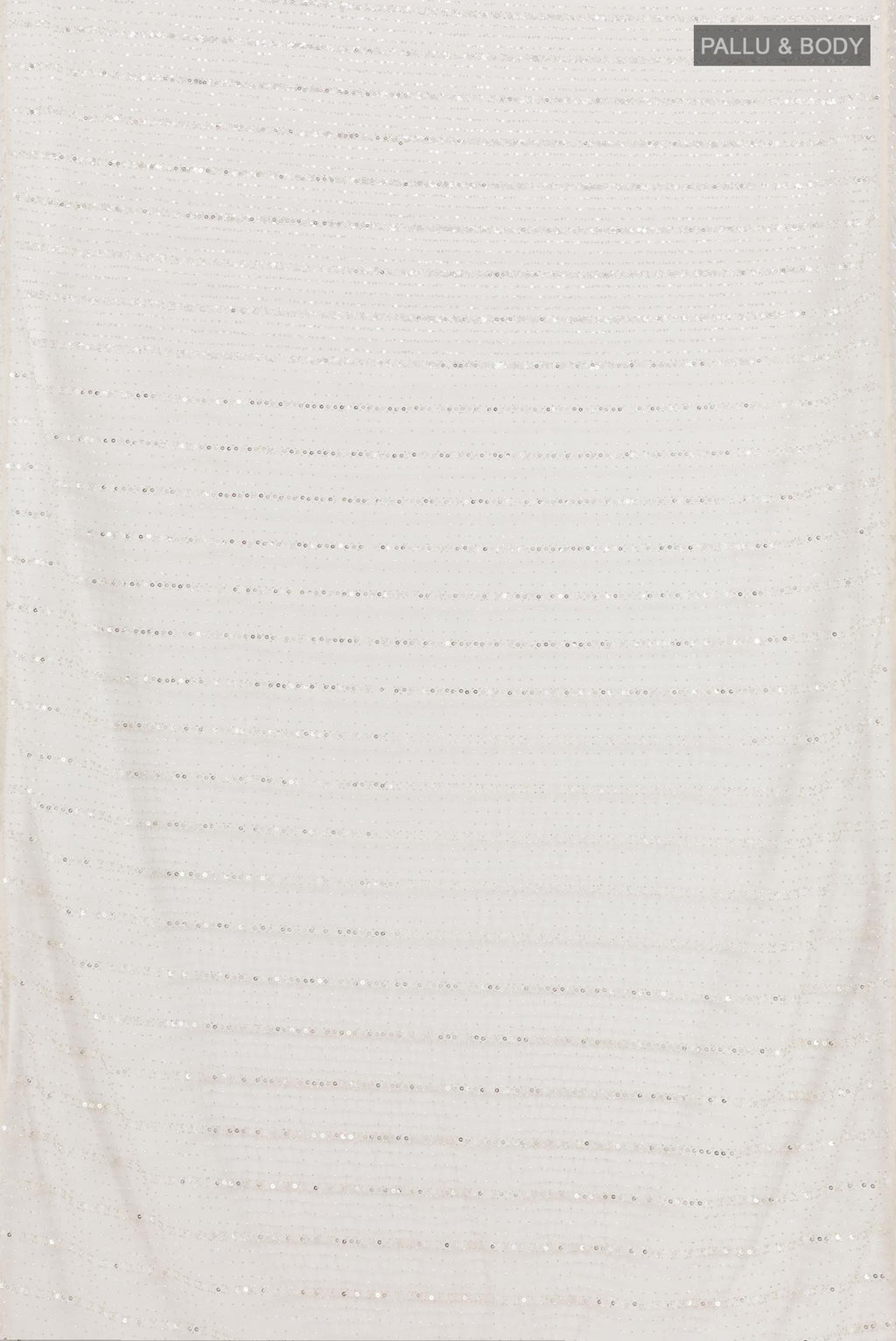 Flat view of White Blended Art Silk Saree with Embroidery on the body and Embroidery Border. 