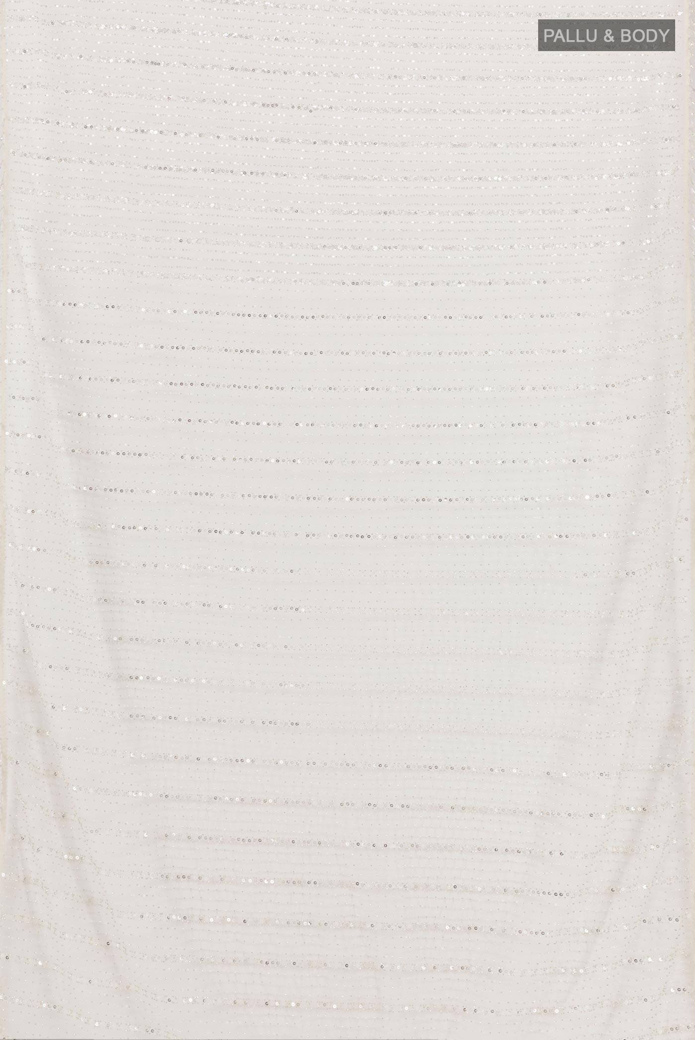Flat view of White Blended Art Silk Saree with Embroidery on the body and Embroidery Border. 
