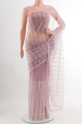 Lavender Blended Art Silk Saree with Embroidery on the body and Embroidery Border.  displayed on a mannequin