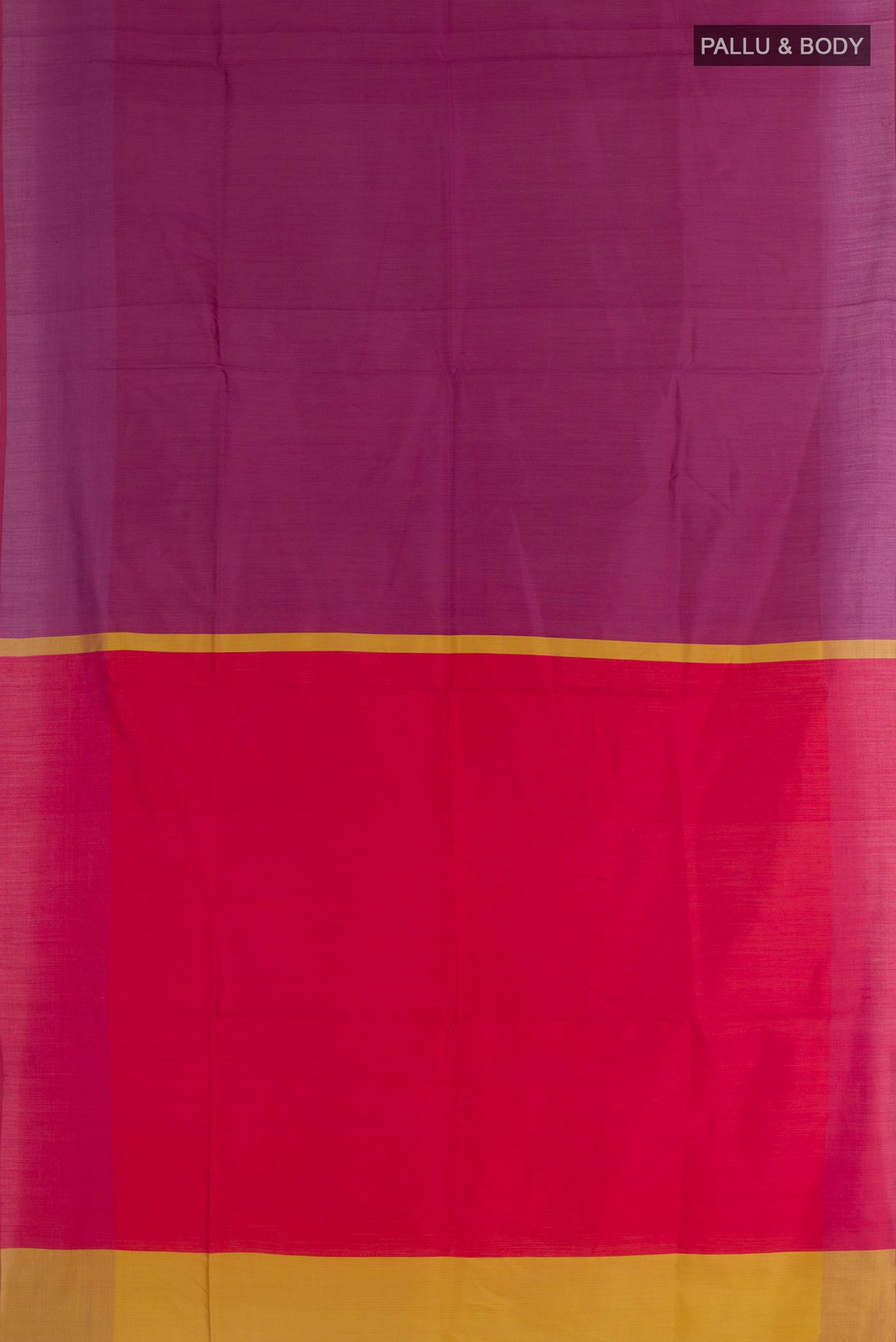 Flat view of Red Tussar Saree with Checked design on the body and Plain Border. 