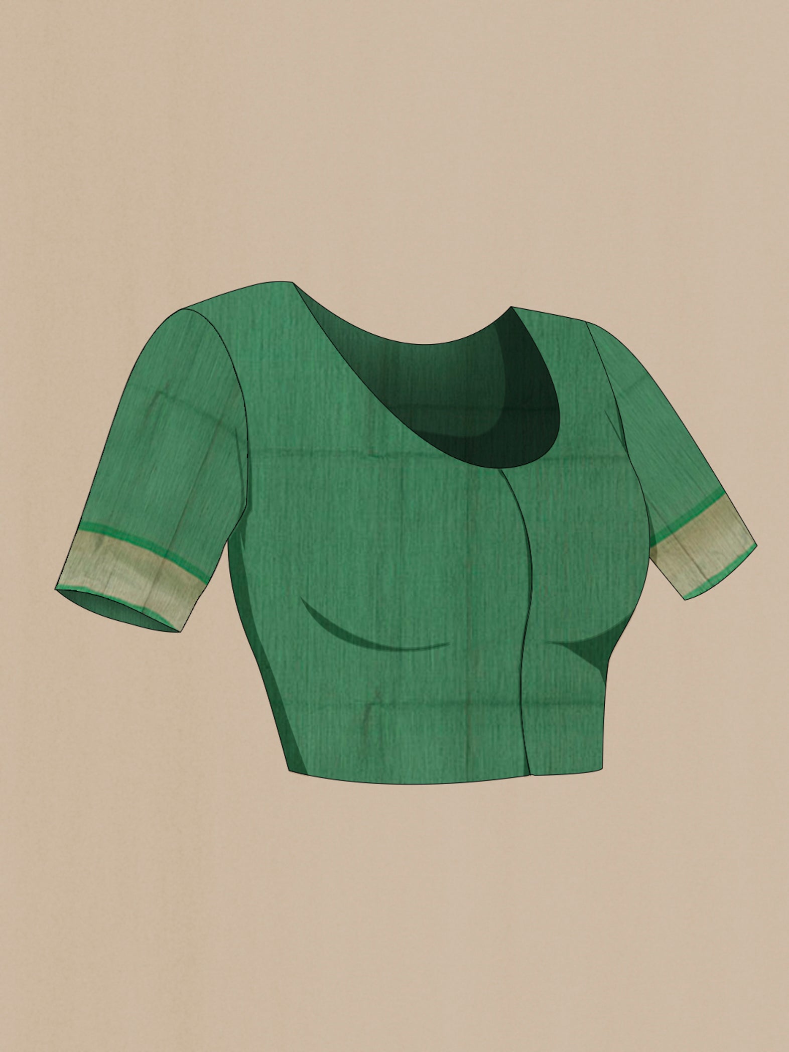 Close up image of the blouse of Pink Kora Cotton Saree with Ikat design on the body and Zari Border. 