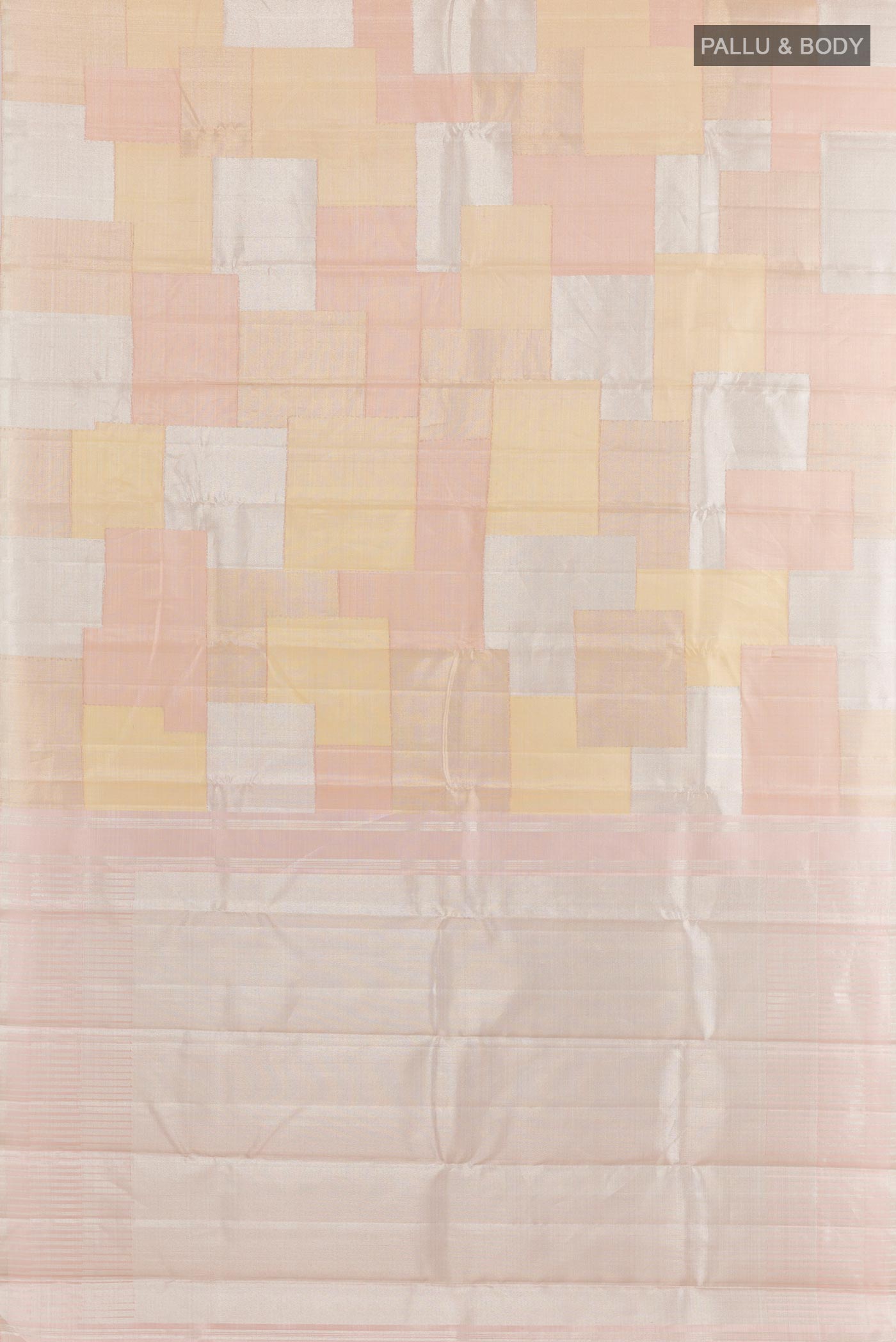 Flat view of Pure Silk Pure Zari Imperial Pink Kanjivaram Saree with Zari Brocade on the body and Zari Border. 
