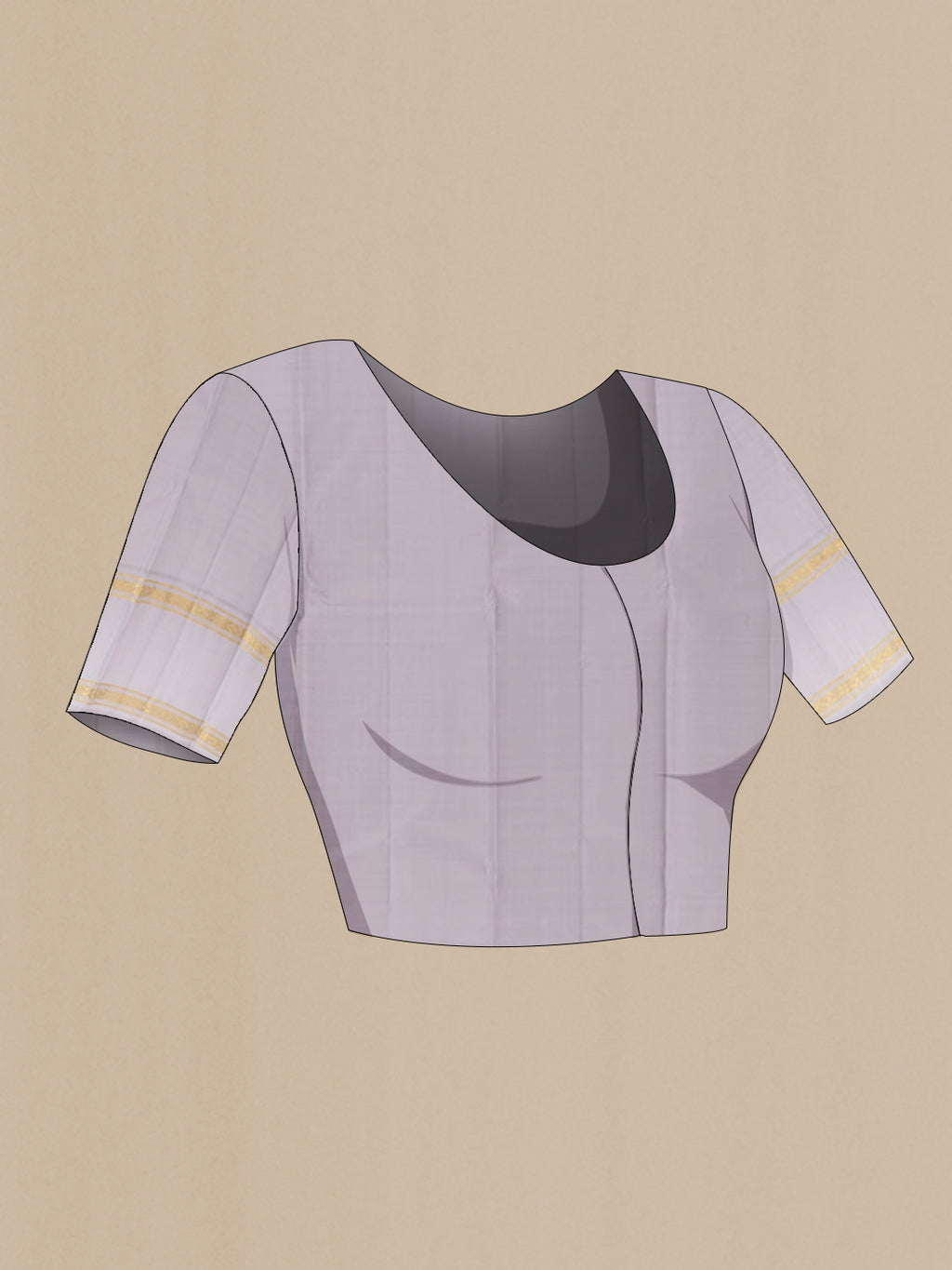 Close up image of the blouse of Yellow Kanjivaram Silk Saree with Checked design on the body and Zari Border. 
