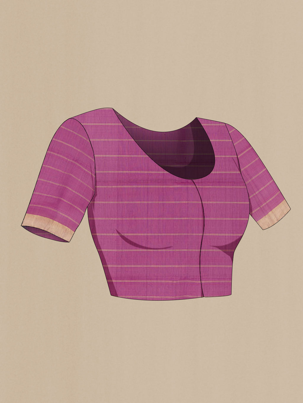 Close up image of the blouse of Teal Blended Kora Cotton Saree with Checked design on the body and Zari Border. 