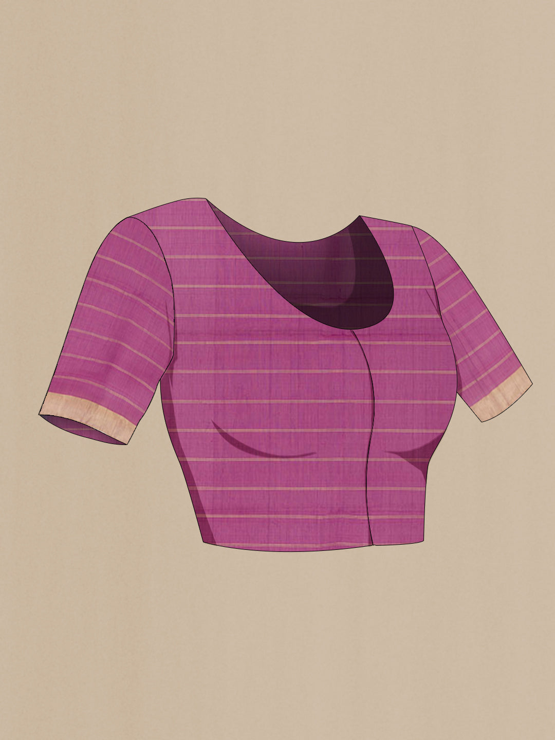 Close up image of the blouse of Teal Blended Kora Cotton Saree with Checked design on the body and Zari Border. 
