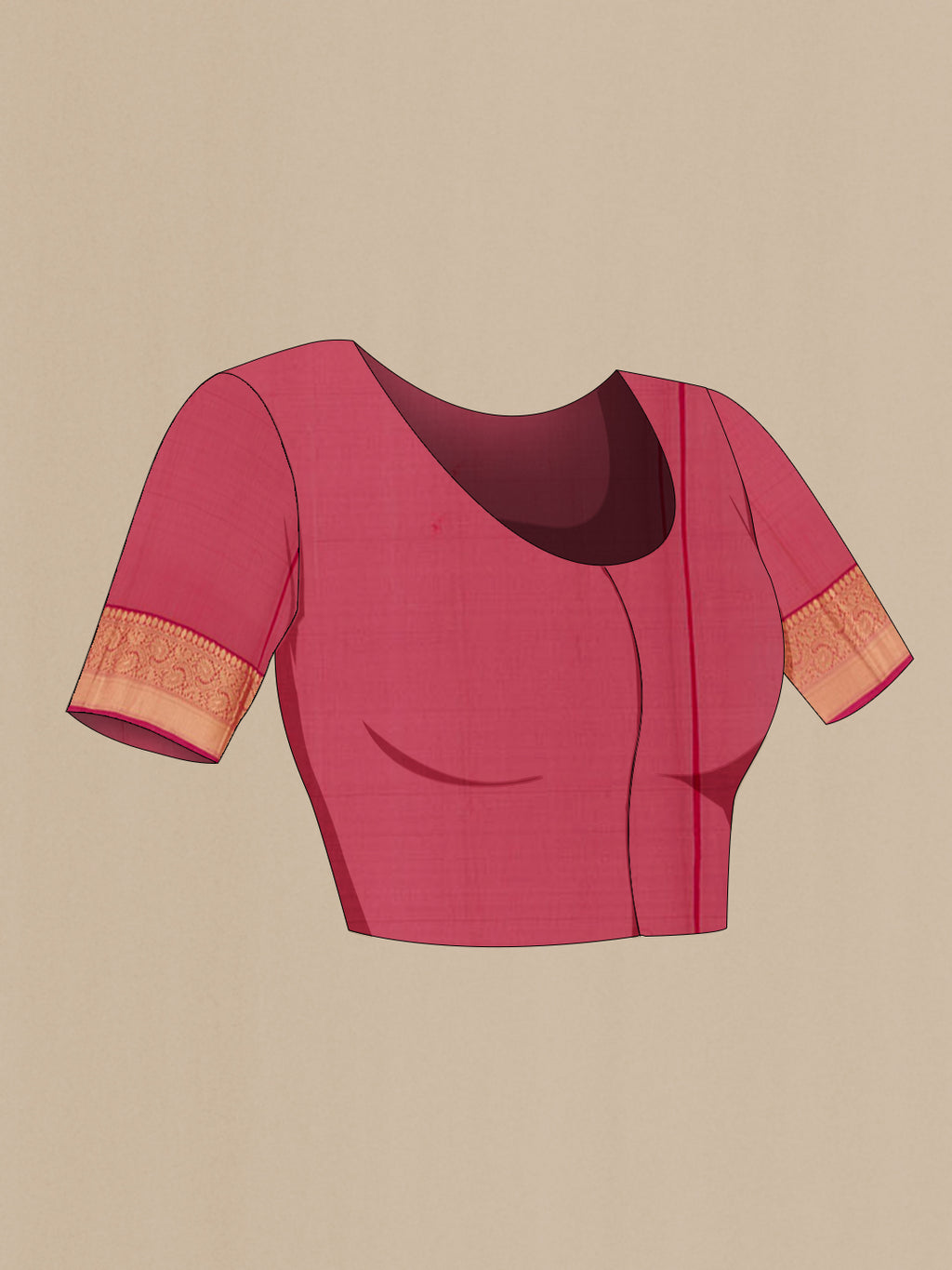 Close up image of the blouse of Green Blended Kora Cotton Saree with Zari Butta on the body and Zari Border. 