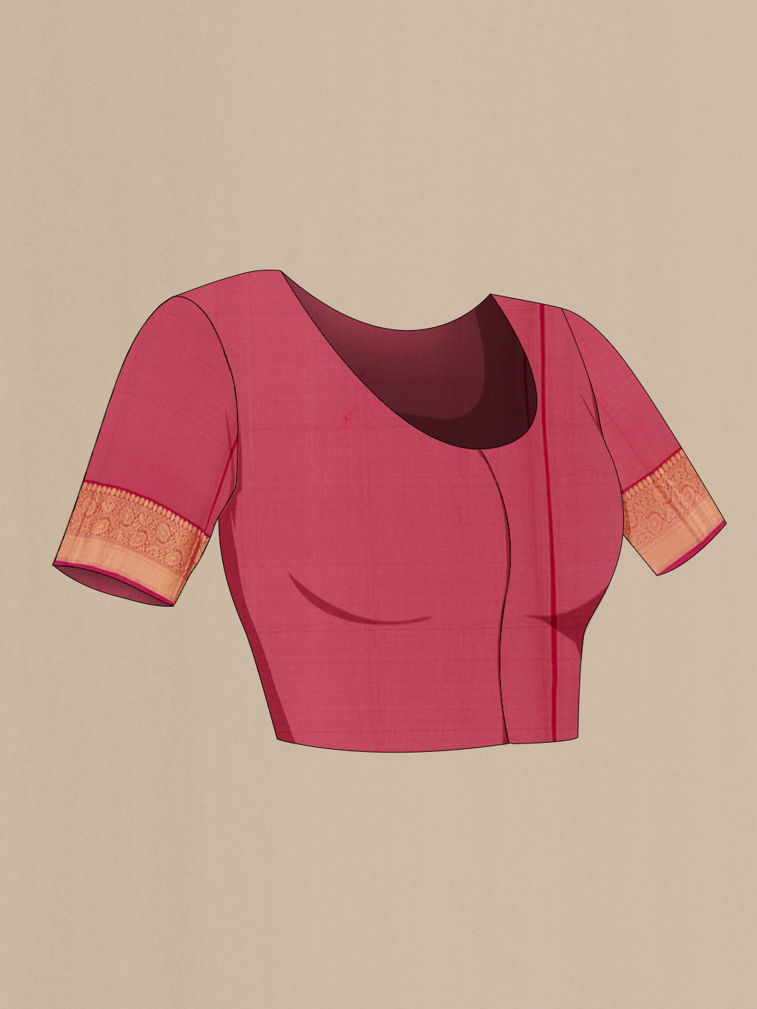 Close up image of the blouse of Green Blended Kora Cotton Saree with Zari Butta on the body and Zari Border. 