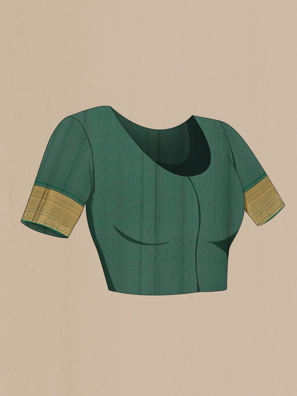Close up image of the blouse of Pink Blended Kora Cotton Saree with Zari Butta on the body and Zari Border. 