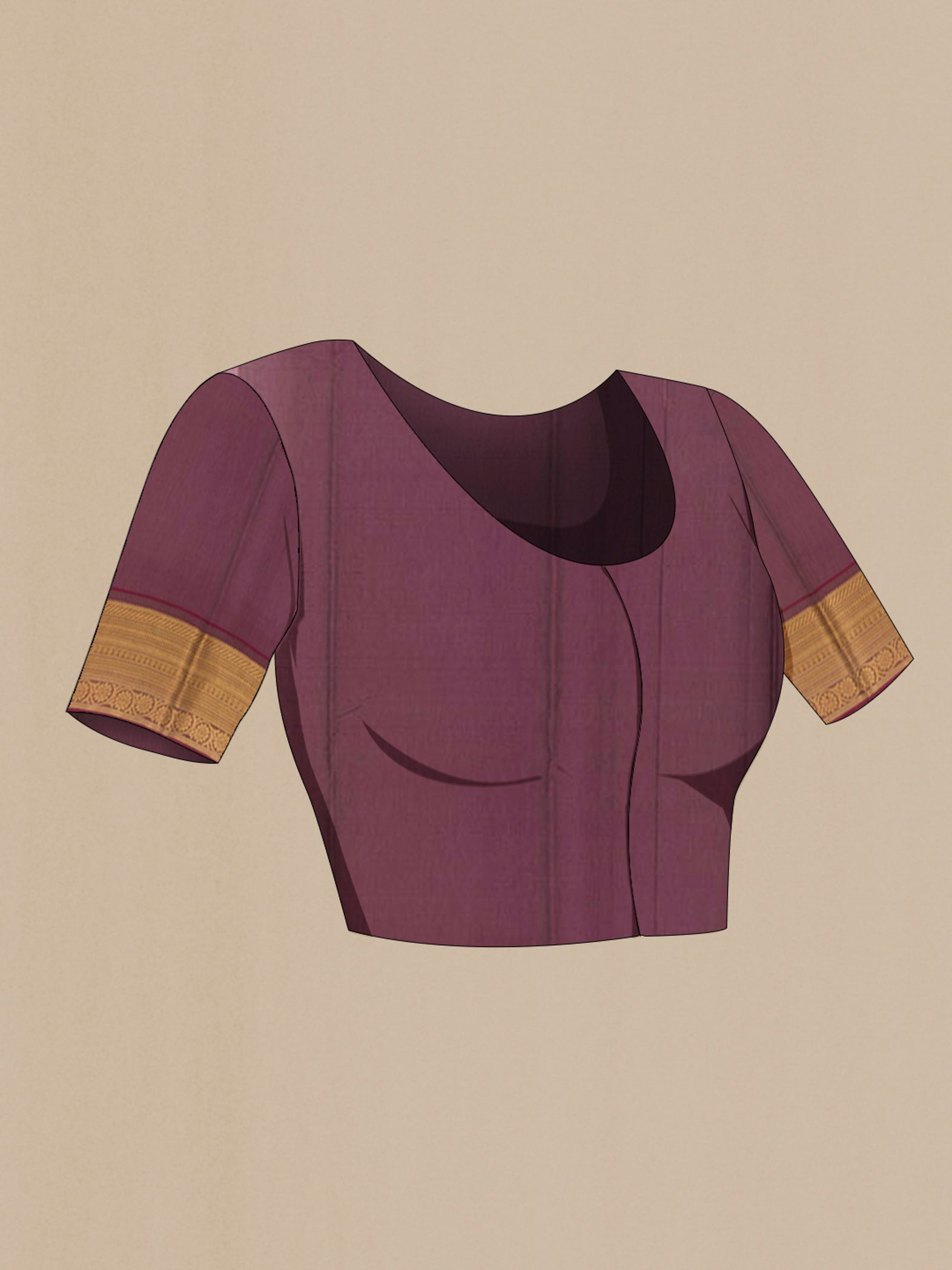 Close up image of the blouse of Bottle Green Blended Kora Cotton Saree with Zari Butta on the body and Zari Border. 