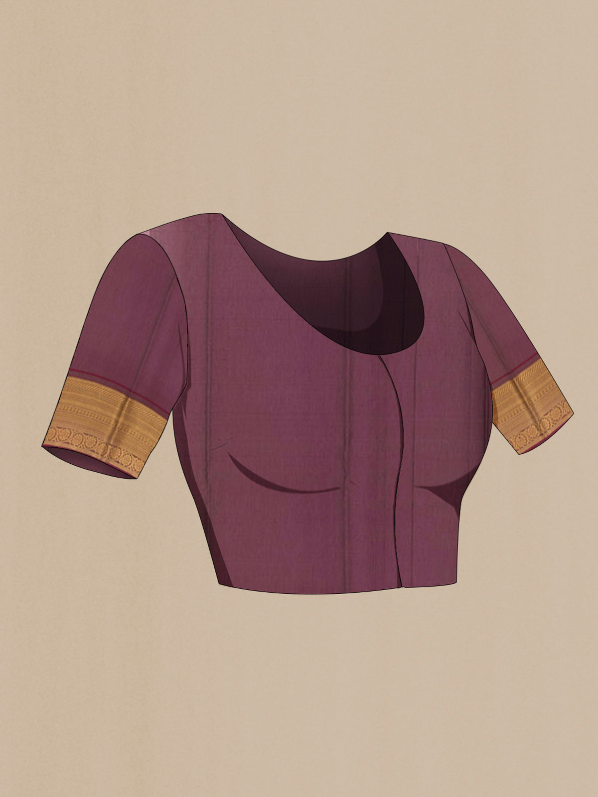 Close up image of the blouse of Bottle Green Blended Kora Cotton Saree with Zari Butta on the body and Zari Border. 