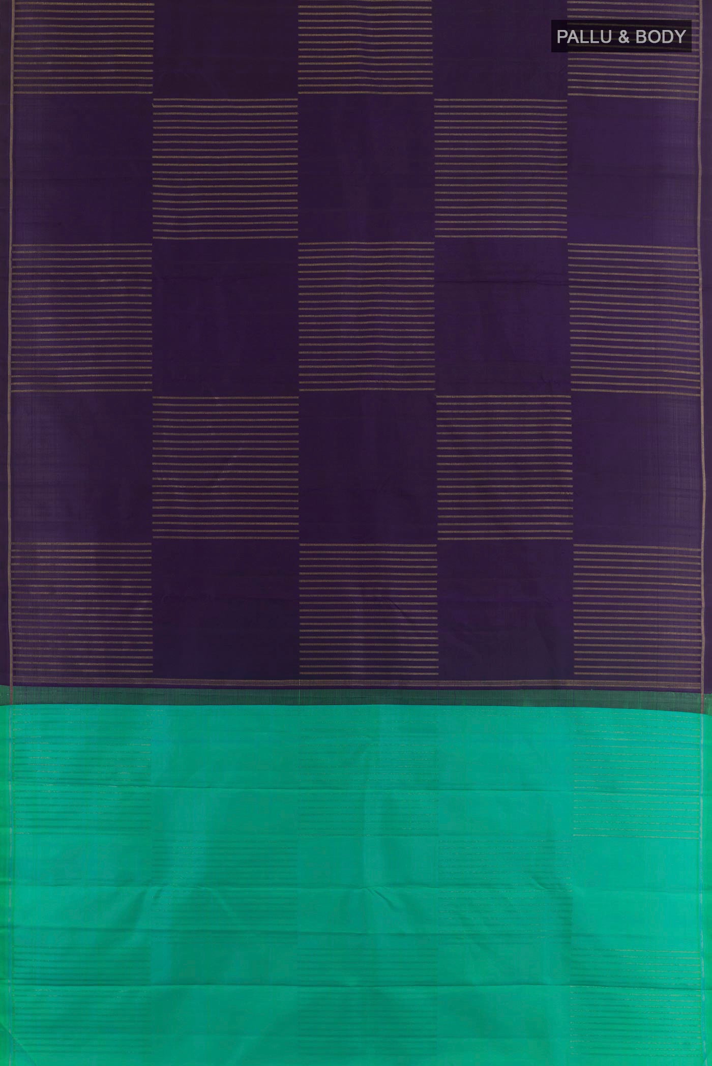 Flat view of Purple Kanchipuram Silk Saree with Zari Butta on the body and Zari Border. 