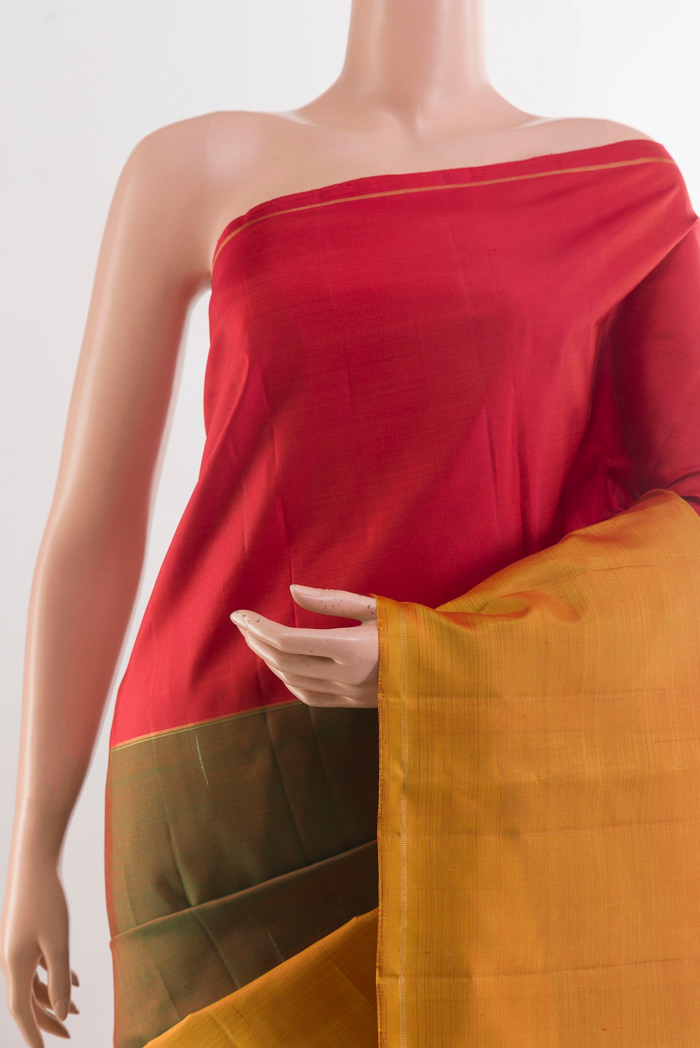 Border image of Multi Color Kanjivaram Silk Saree with Stripes on the body and Zari Border. 