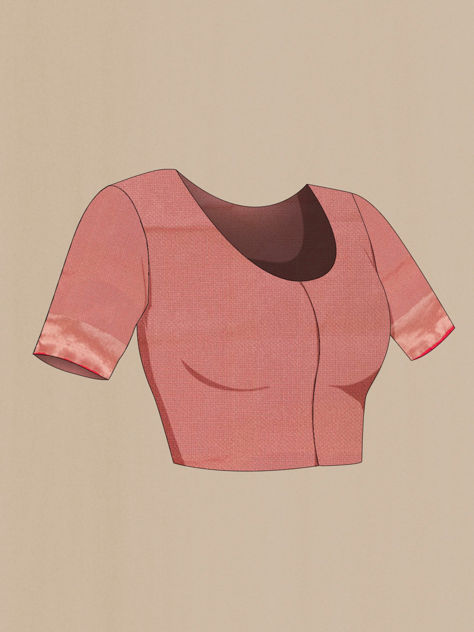 Close up image of the blouse of Pink Banarasi Silk Saree with Zari Brocade on the body and Zari Border. 