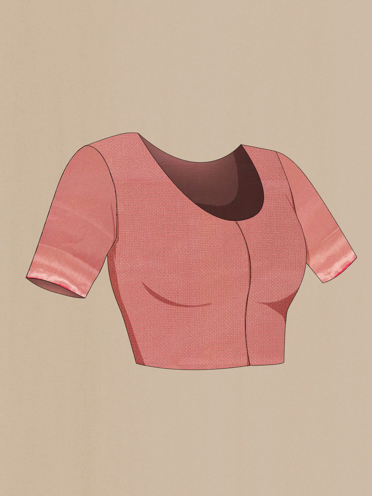 Close up image of the blouse of Pink Banarasi Silk Saree with Zari Brocade on the body and Zari Border. 