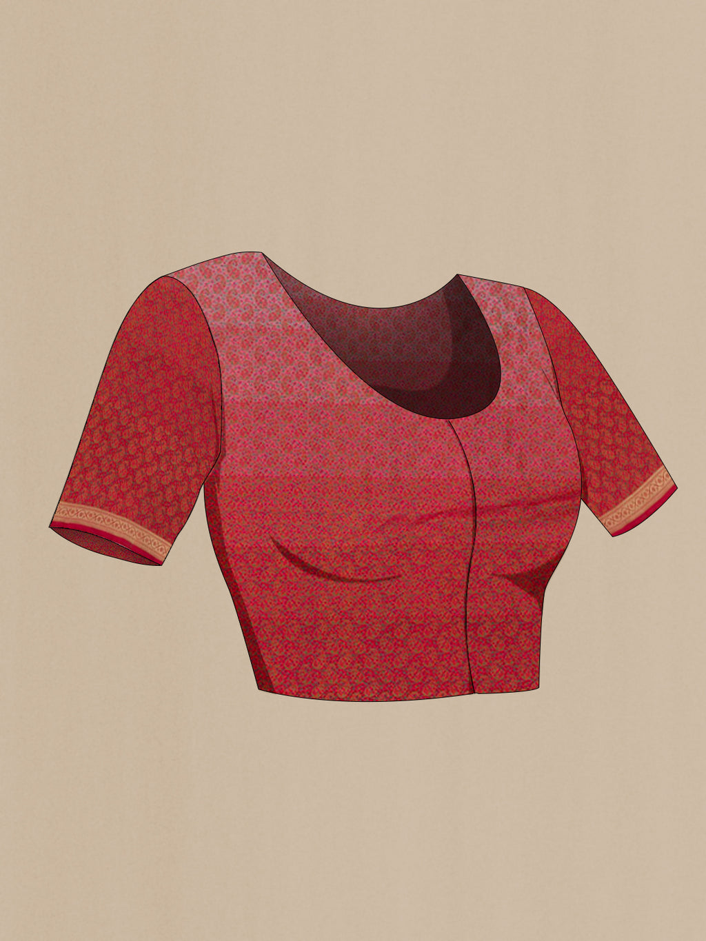 Close up image of the blouse of Multi Color Banarasi Silk Saree with Stripes on the body and Zari Border. 
