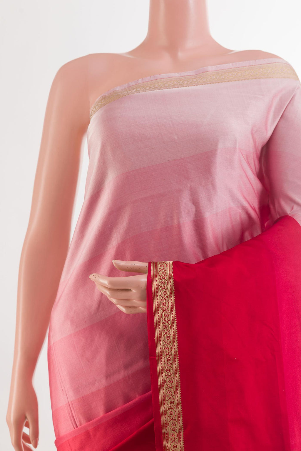 Border image of Multi Color Banarasi Silk Saree with Stripes on the body and Zari Border. 