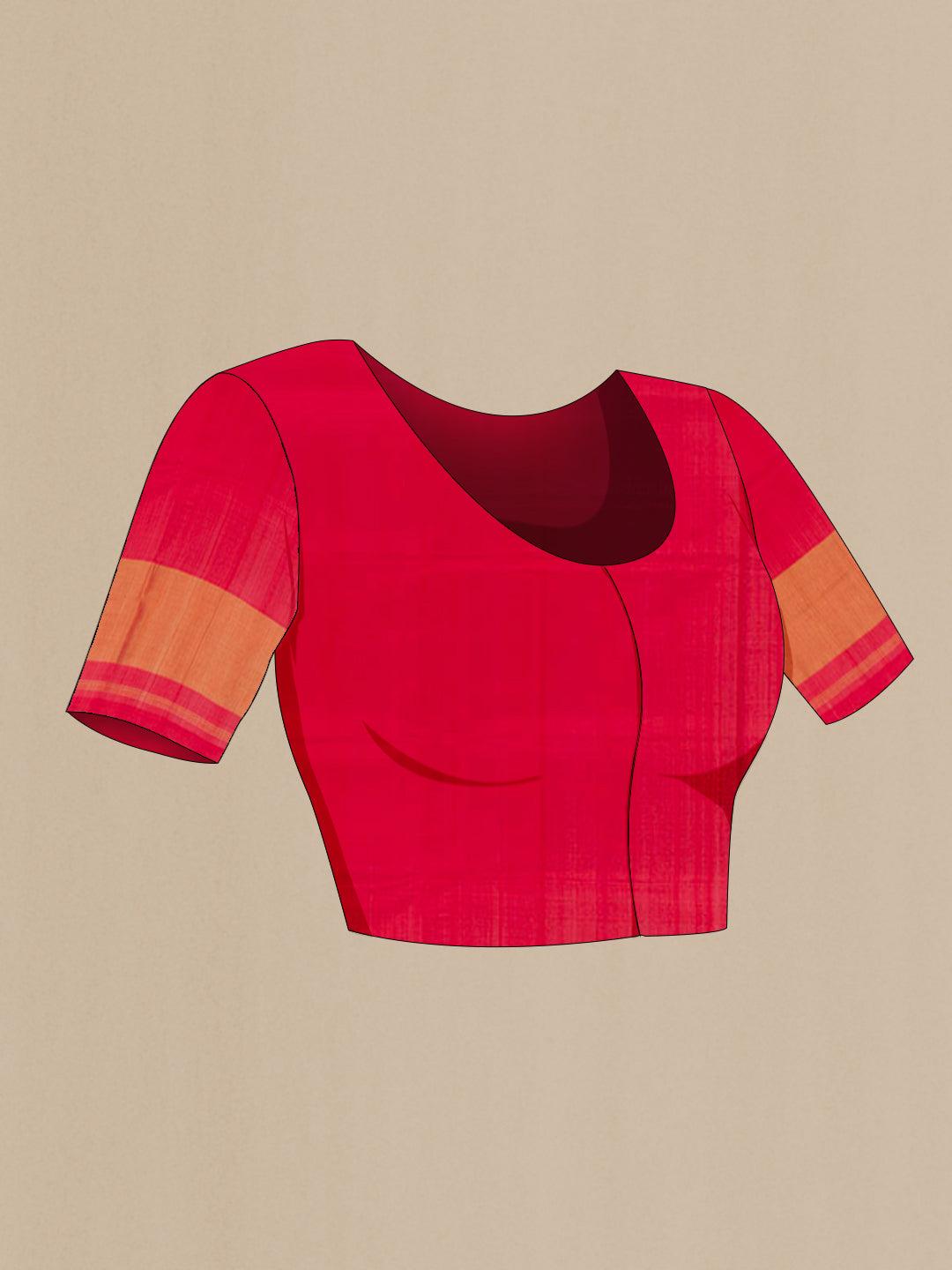 Close up image of the blouse of Red Rajkot Patola Silk Saree with Pure Ikat on the body and Zari Border. 