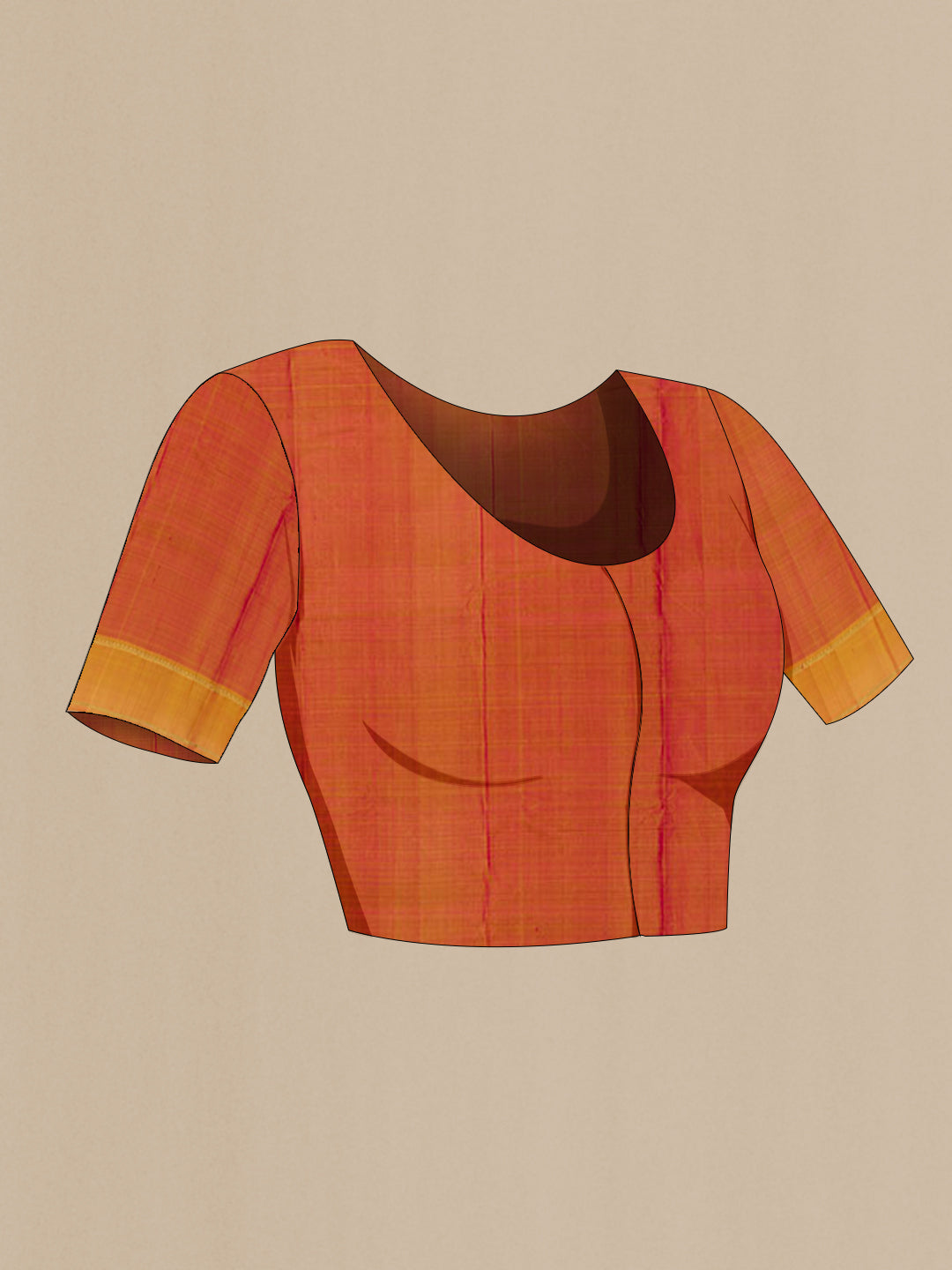 Close up image of the blouse of Pink Kanchipuram Silk Saree with Zari Butta on the body and Zari Border. 