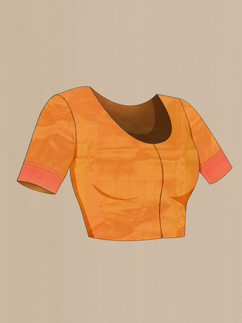 Close up image of the blouse of Yellow Kanchipuram Silk Saree with Zari Butta on the body and Zari Border. 